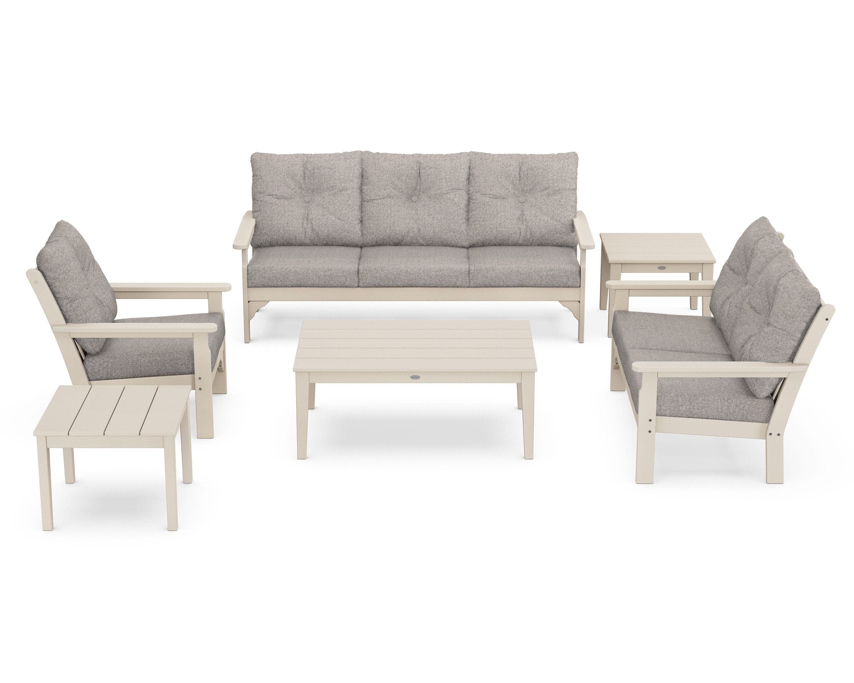 Vineyard 6-Piece Deep Seating Set in Sand / Weathered Tweed