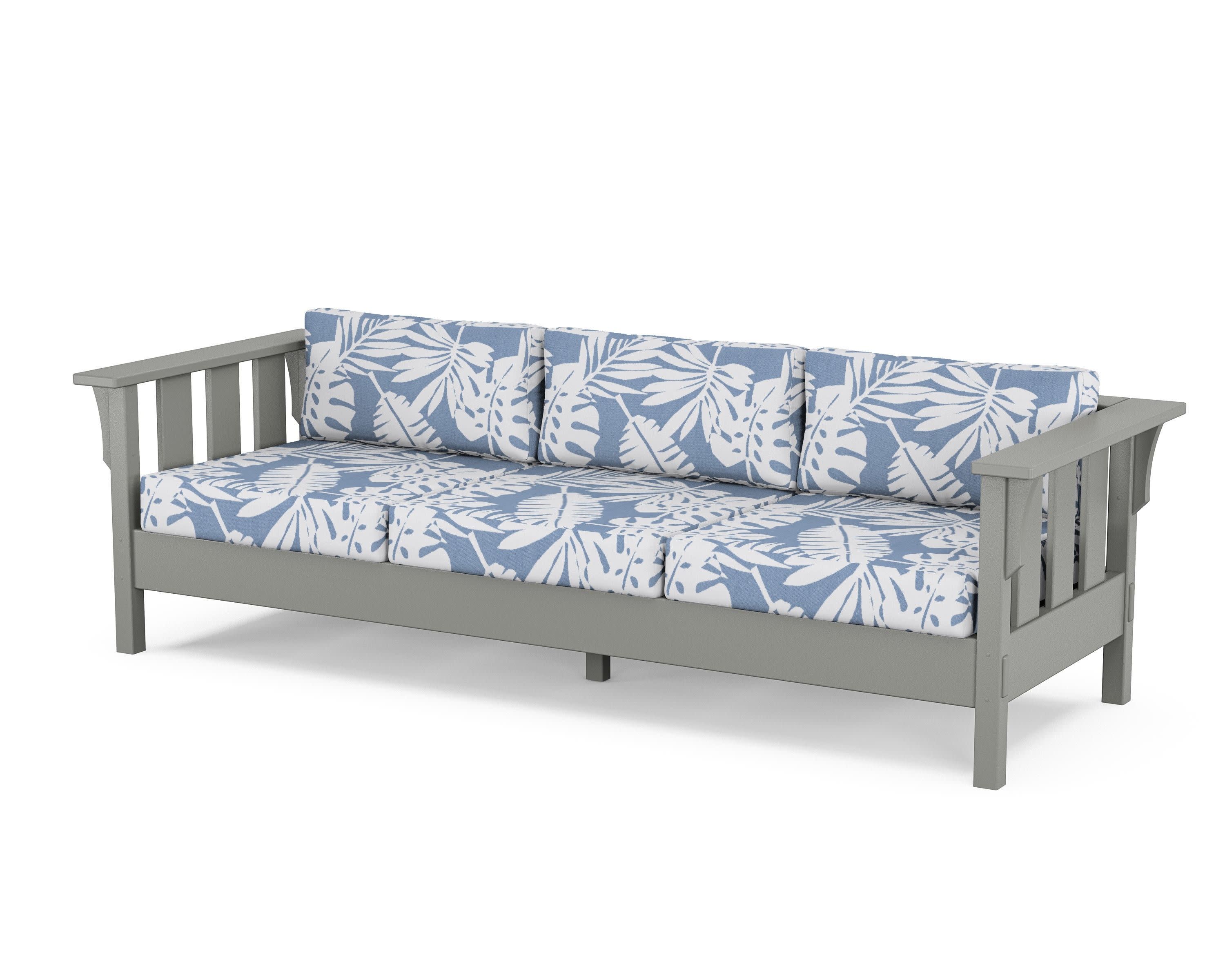 Acadia Deep Seating Sofa in Slate Grey / Leaf Sky Blue