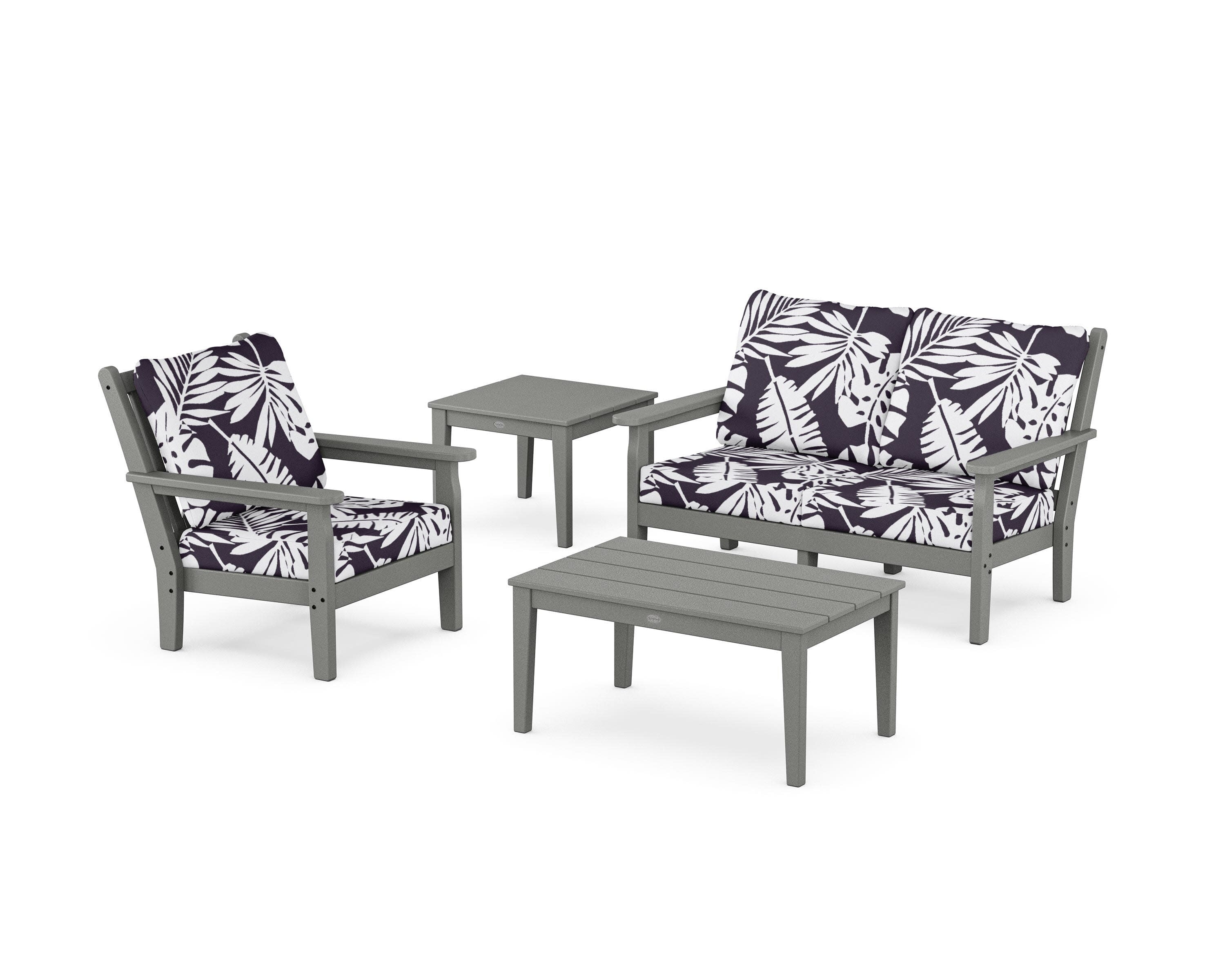 Chippendale 4-Piece Deep Seating Set in Slate Grey / Leaf Navy