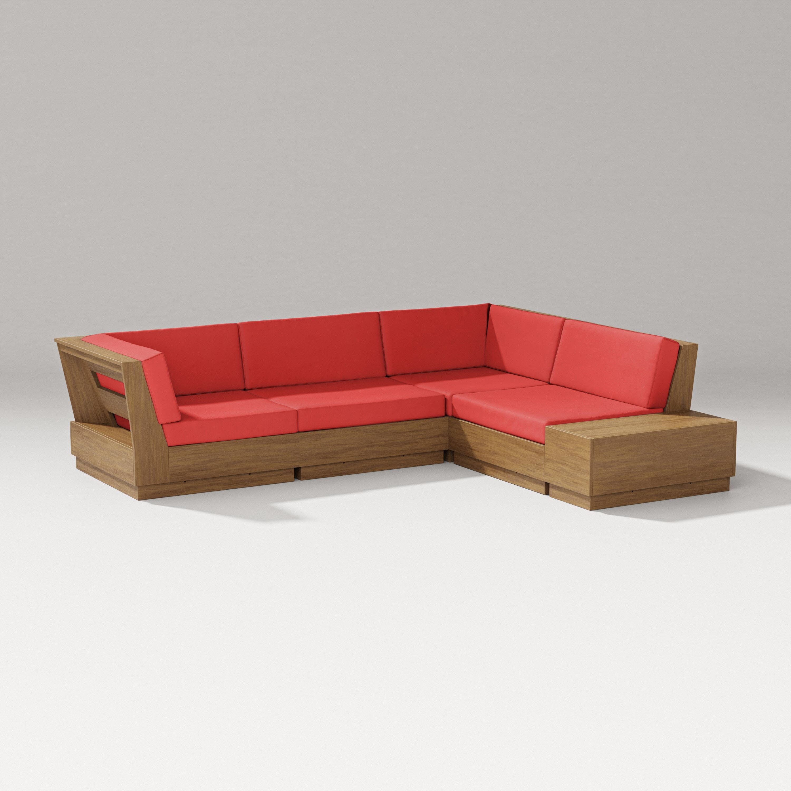 Elevate Corner Sectional in Natural / Crimson Linen