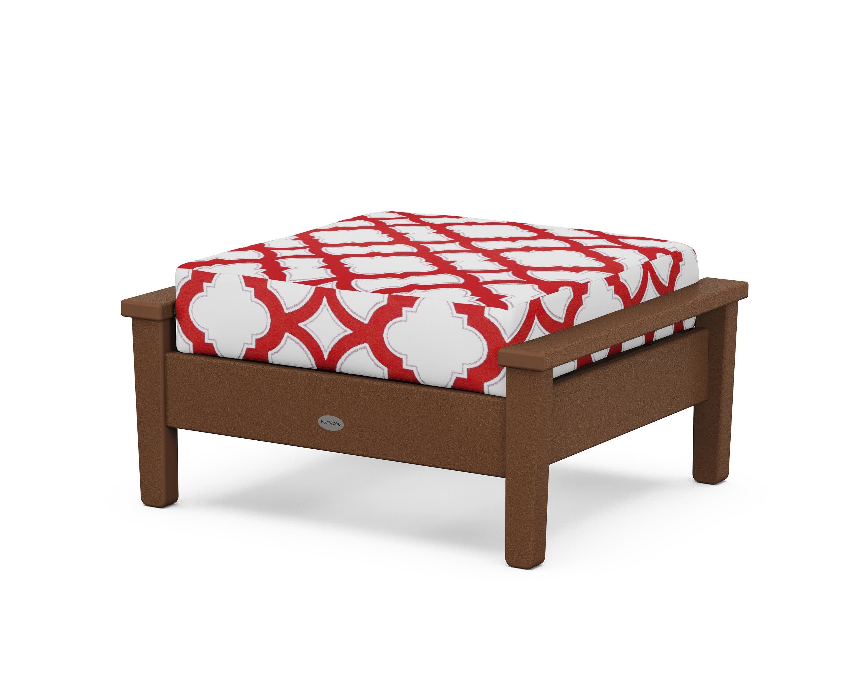 Prescott Deep Seating Ottoman in Teak / Trellis Crimson