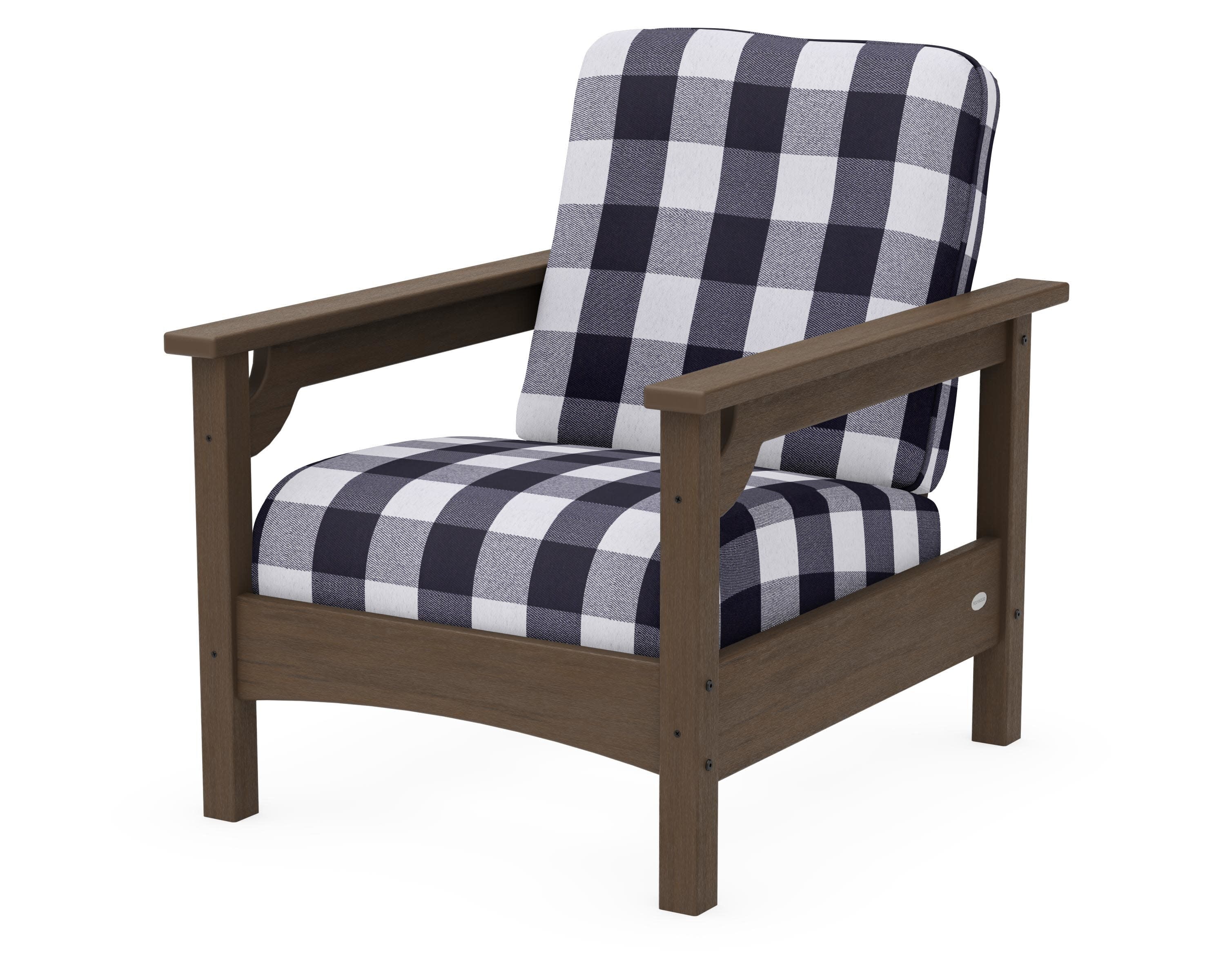 Club Chair in Kona / Buffalo Plaid Navy