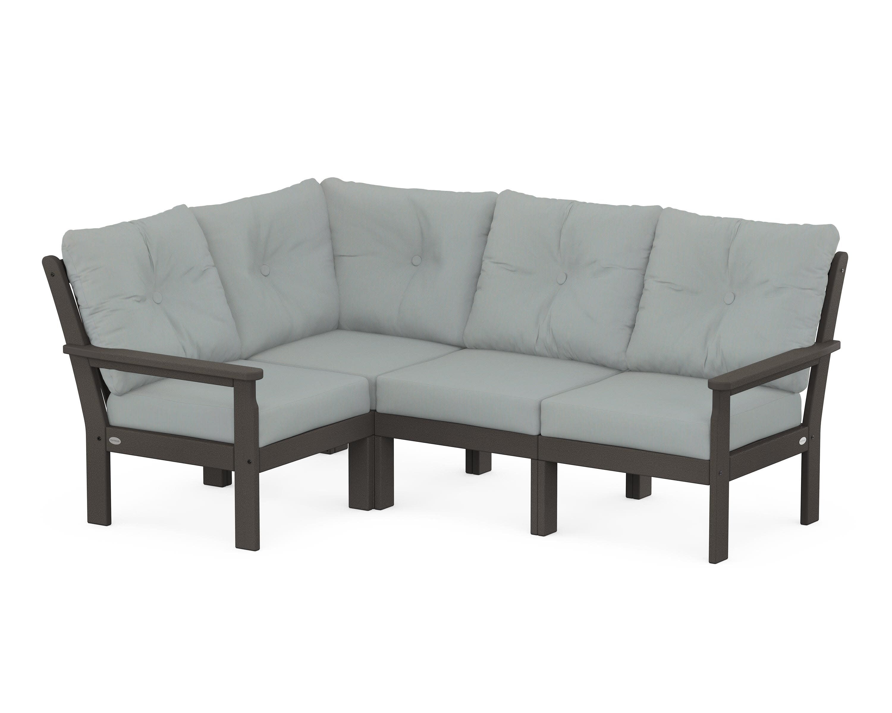 Vineyard 4-Piece Sectional in Vintage Coffee / Spa