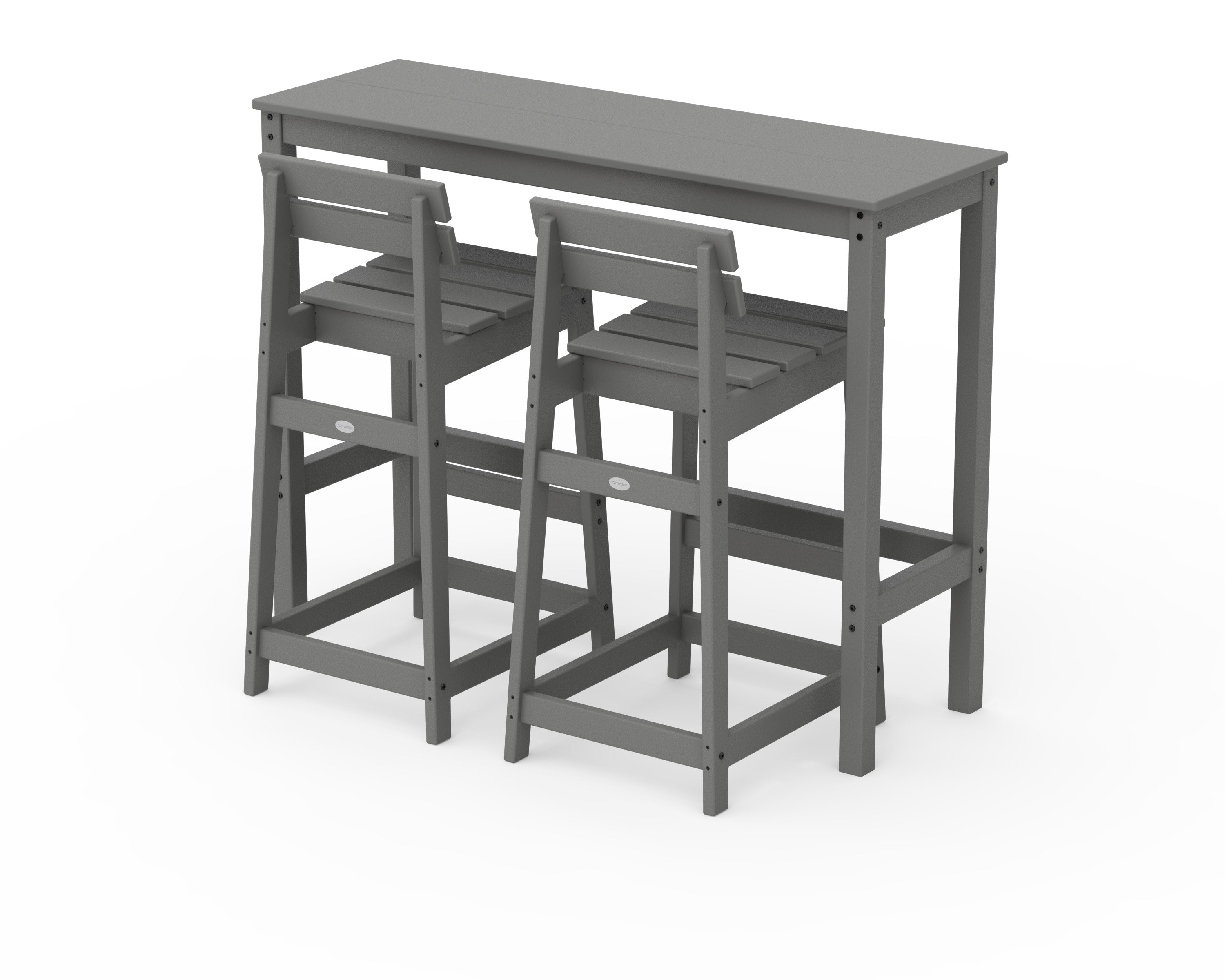 Modern Studio Plaza Lowback Bar Chair 3-Piece Balcony Set in Slate Grey