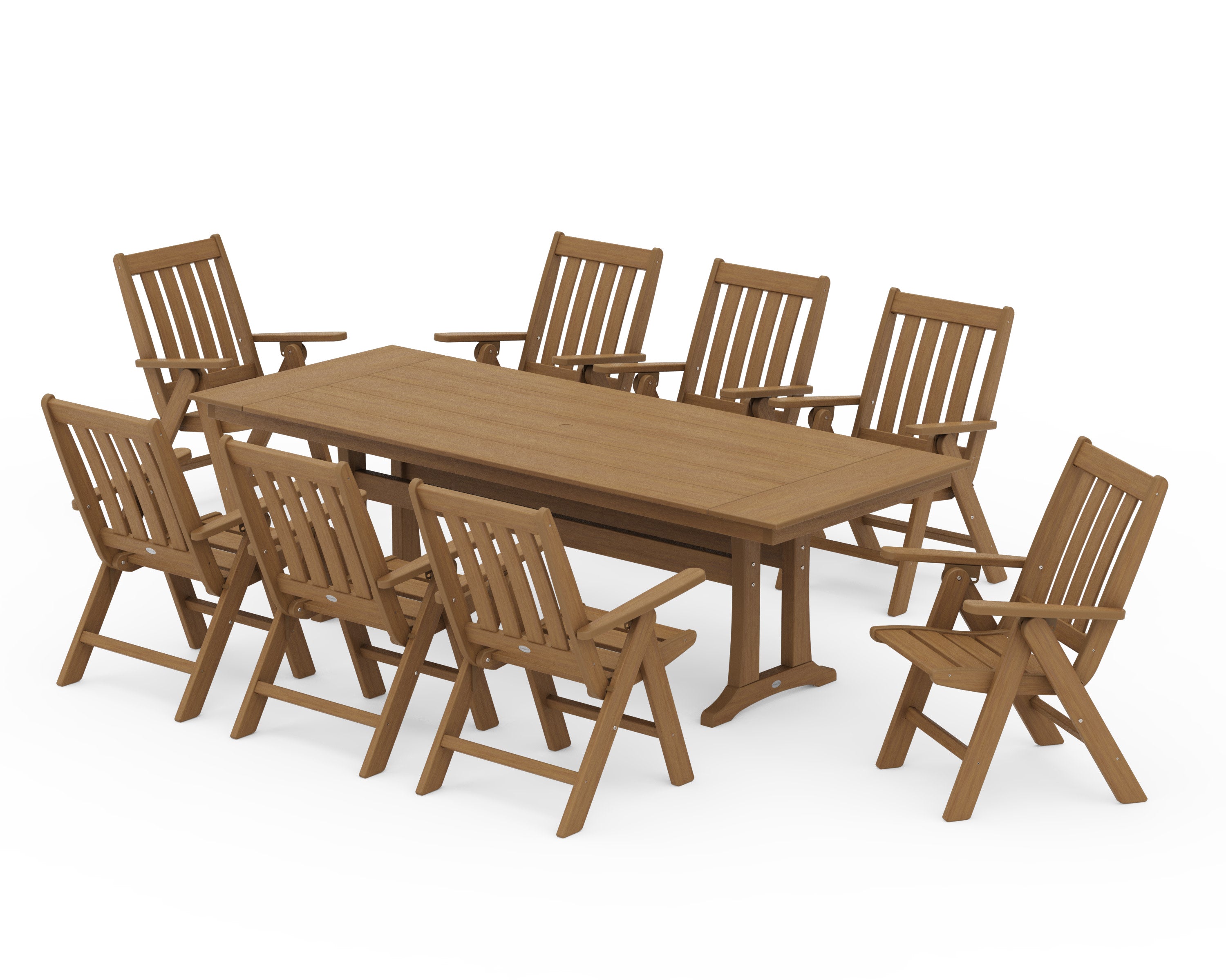Vineyard Folding 9-Piece Farmhouse Dining Set with Trestle Legs in Natural
