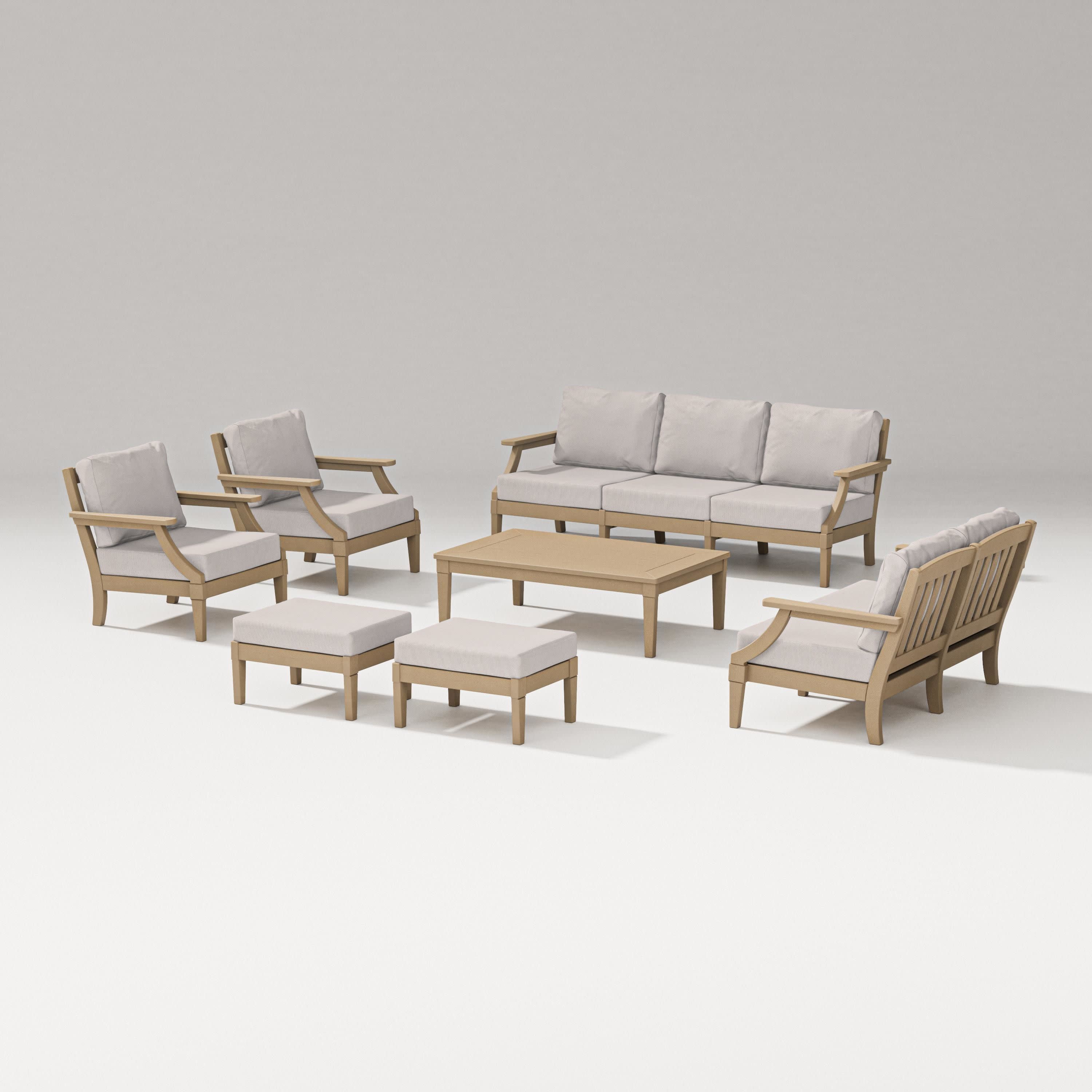 Estate 7-Piece Lounge Sofa Set in Vintage Sahara / Dune Burlap
