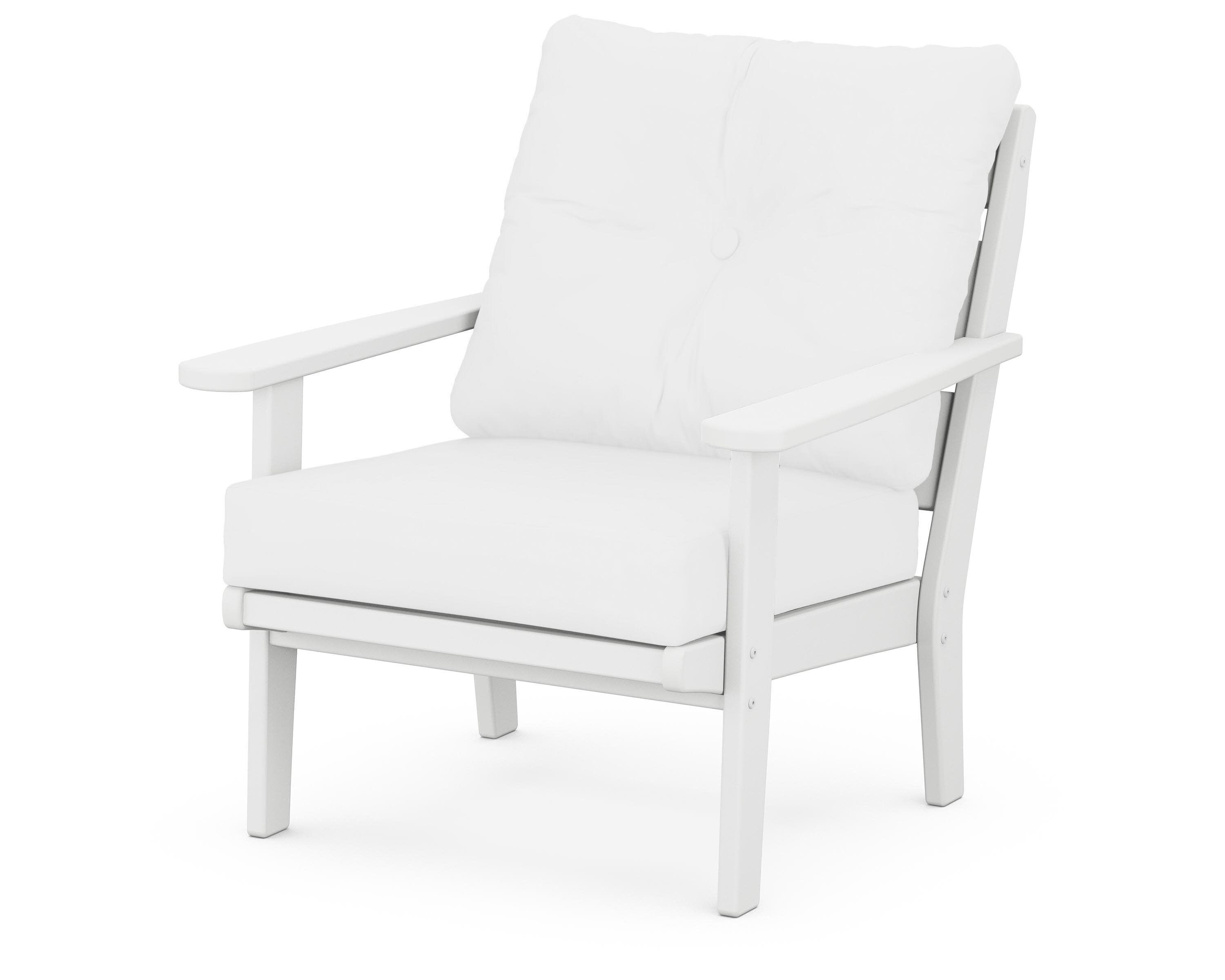 Lakeside Deep Seating Chair in White / Natural