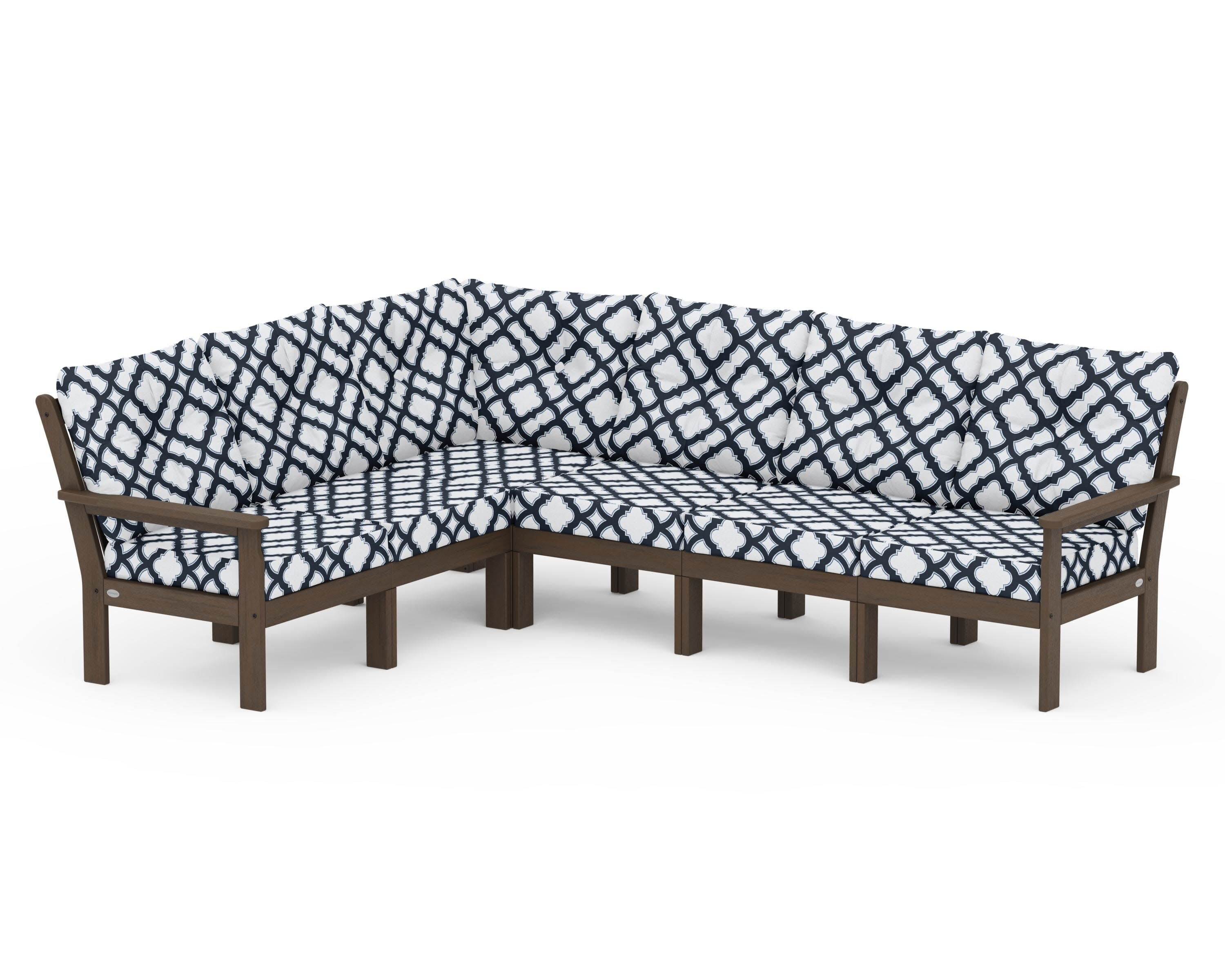 Vineyard 6-Piece Sectional in Kona / Trellis Marine Indigo