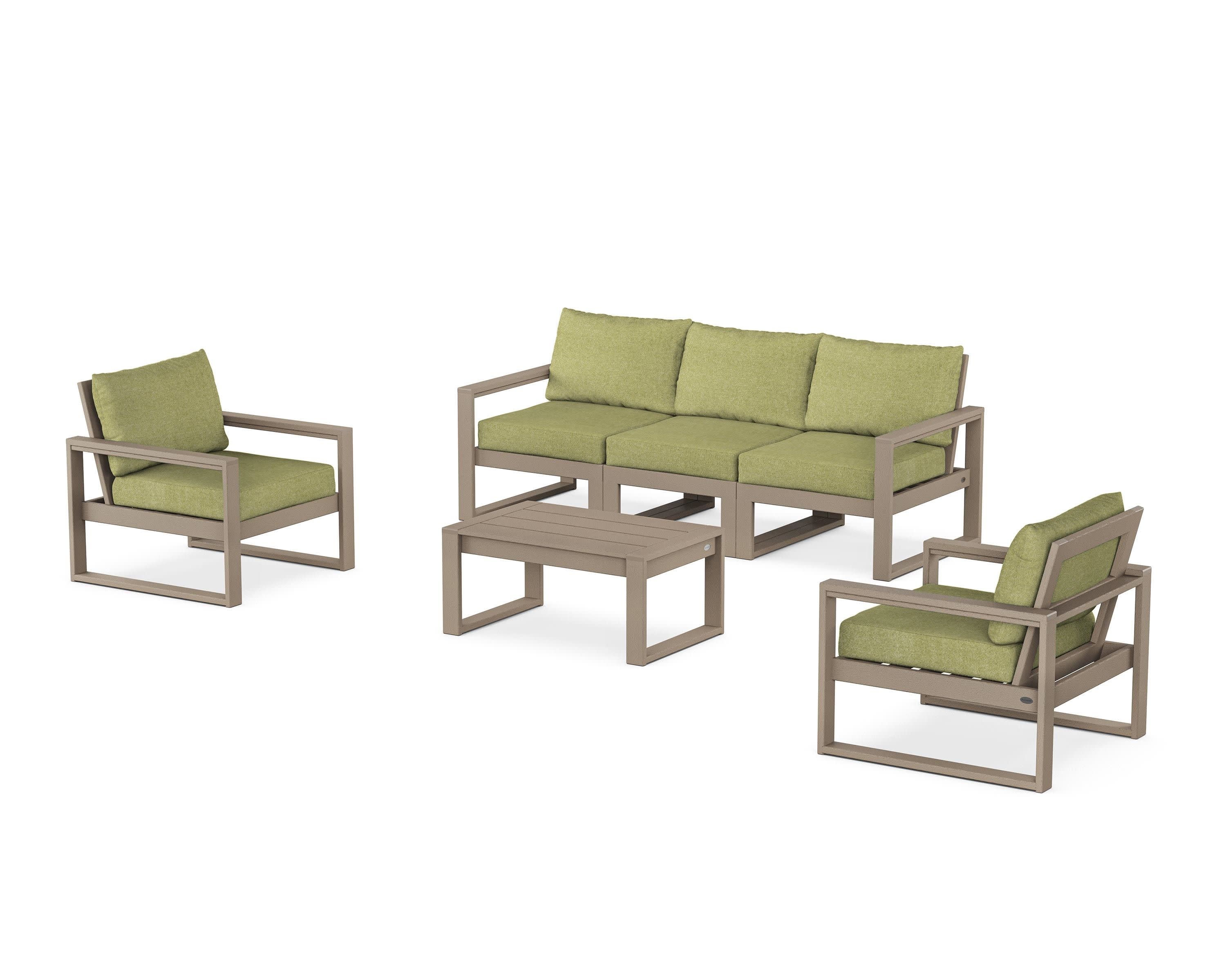 EDGE Sectional 4-Piece Deep Seating Set with Sofa in Vintage Sahara / Chartreuse Boucle