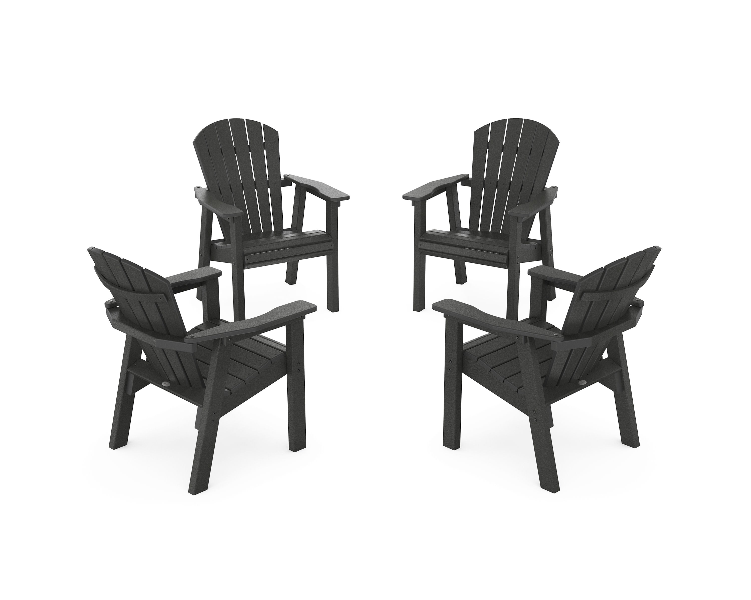 Seashell 4-Piece Upright Adirondack Conversation Set in Black