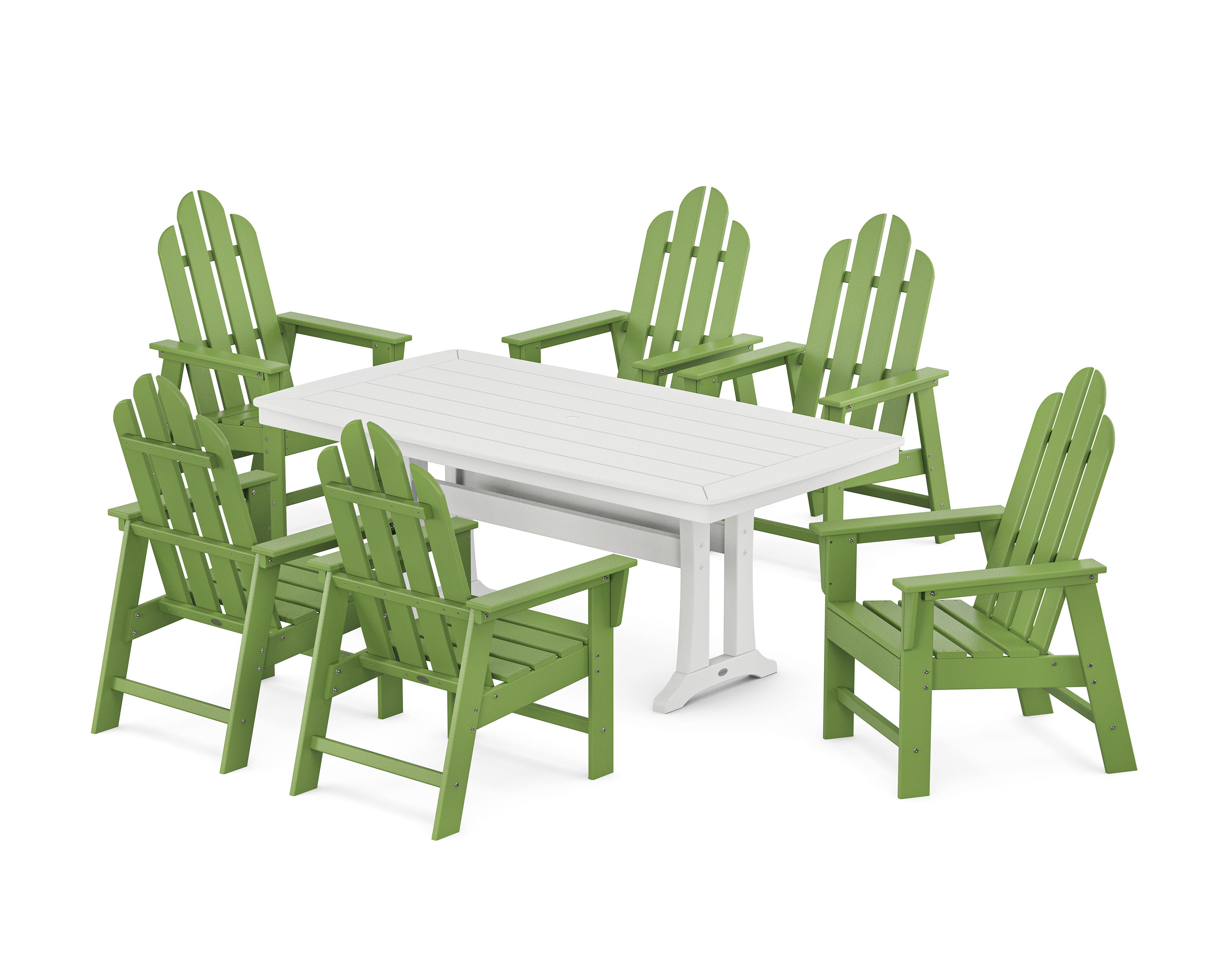Long Island 7-Piece Dining Set with Trestle Legs in Lime / White