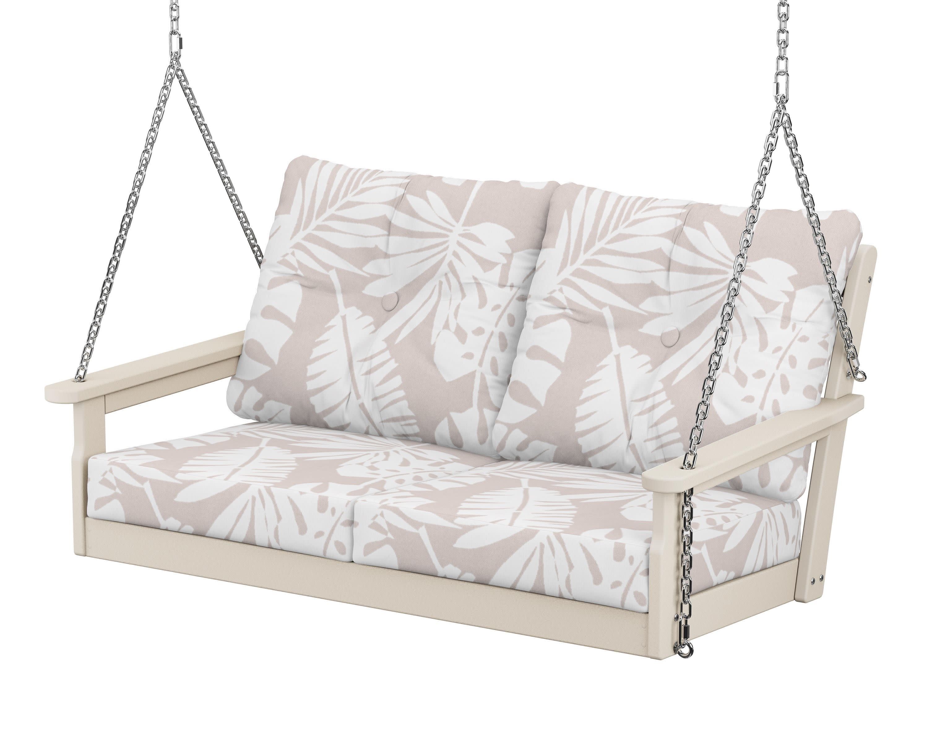 Vineyard Deep Seating Swing in Sand / Leaf Dune Burlap