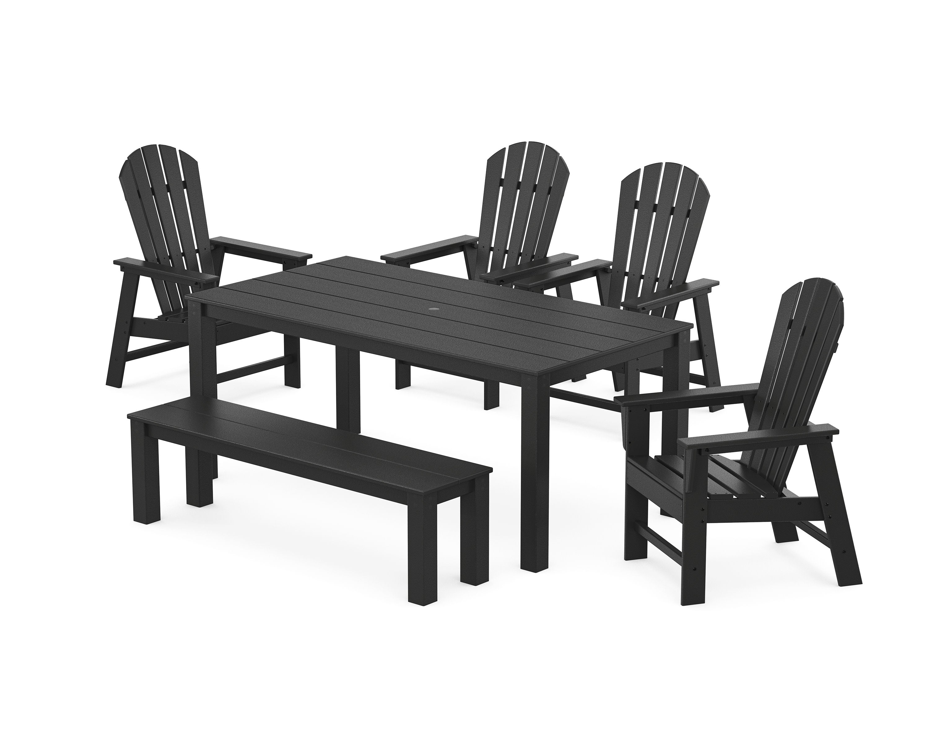 South Beach 6-Piece Parsons Dining Set with Bench in Black