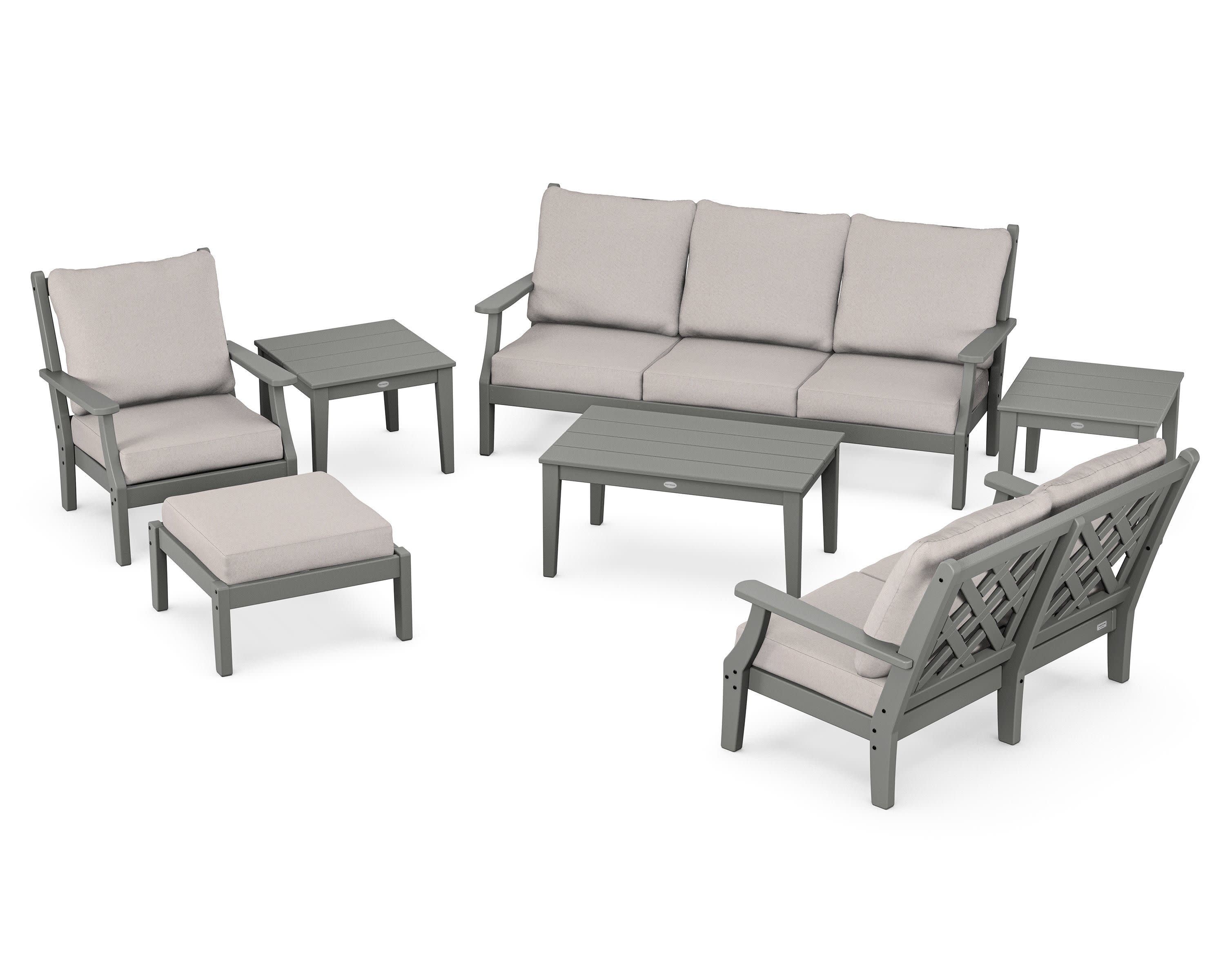 Wovendale 7-Piece Deep Seating Set in Slate Grey / Dune Burlap