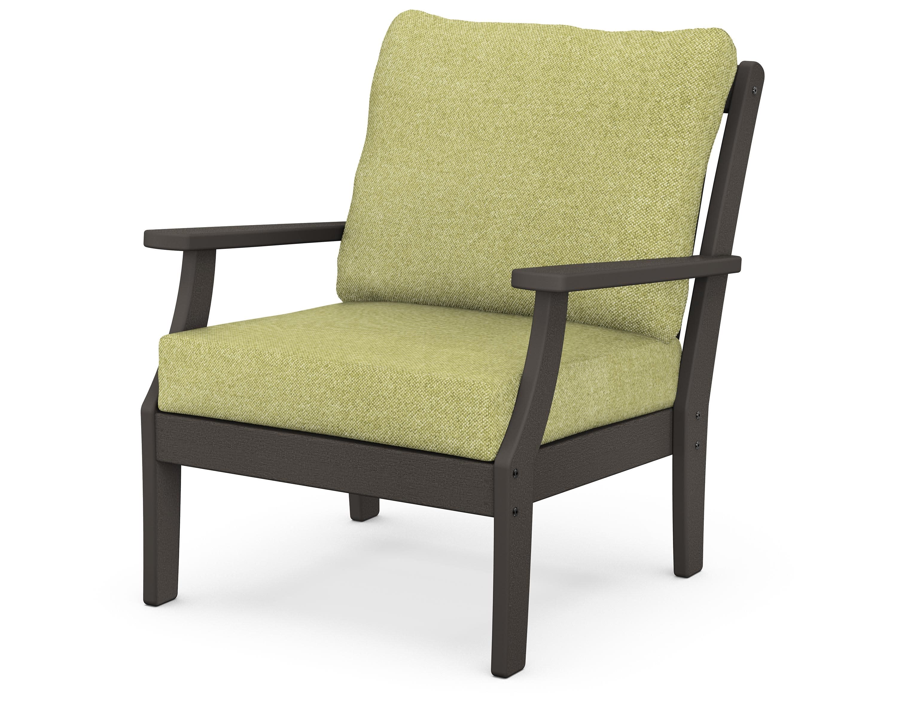 Braxton Deep Seating Chair in Vintage Coffee / Chartreuse Boucle