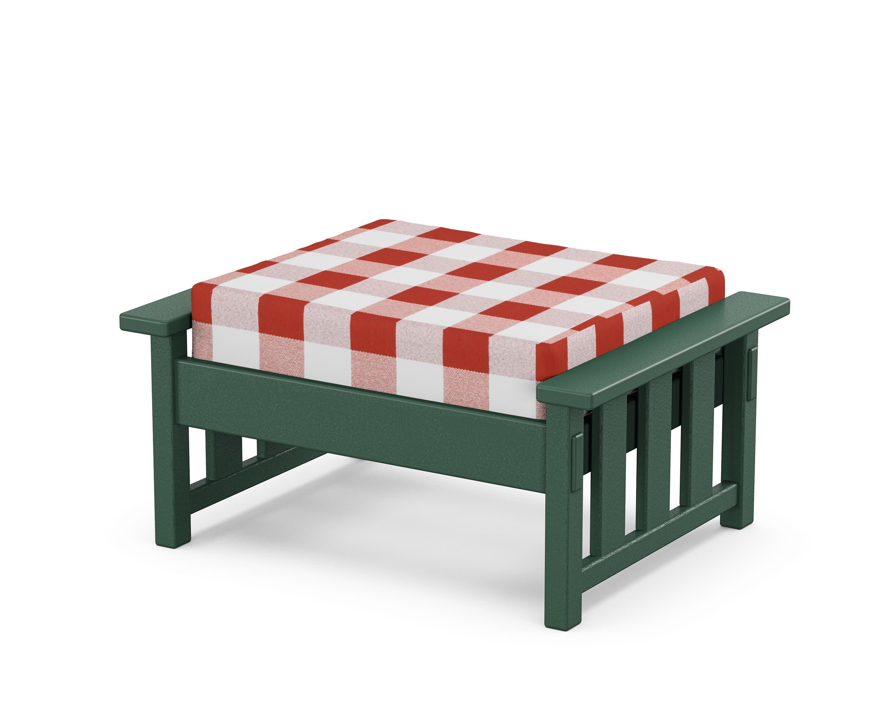 Acadia Deep Seating Ottoman in Green / Buffalo Plaid Crimson