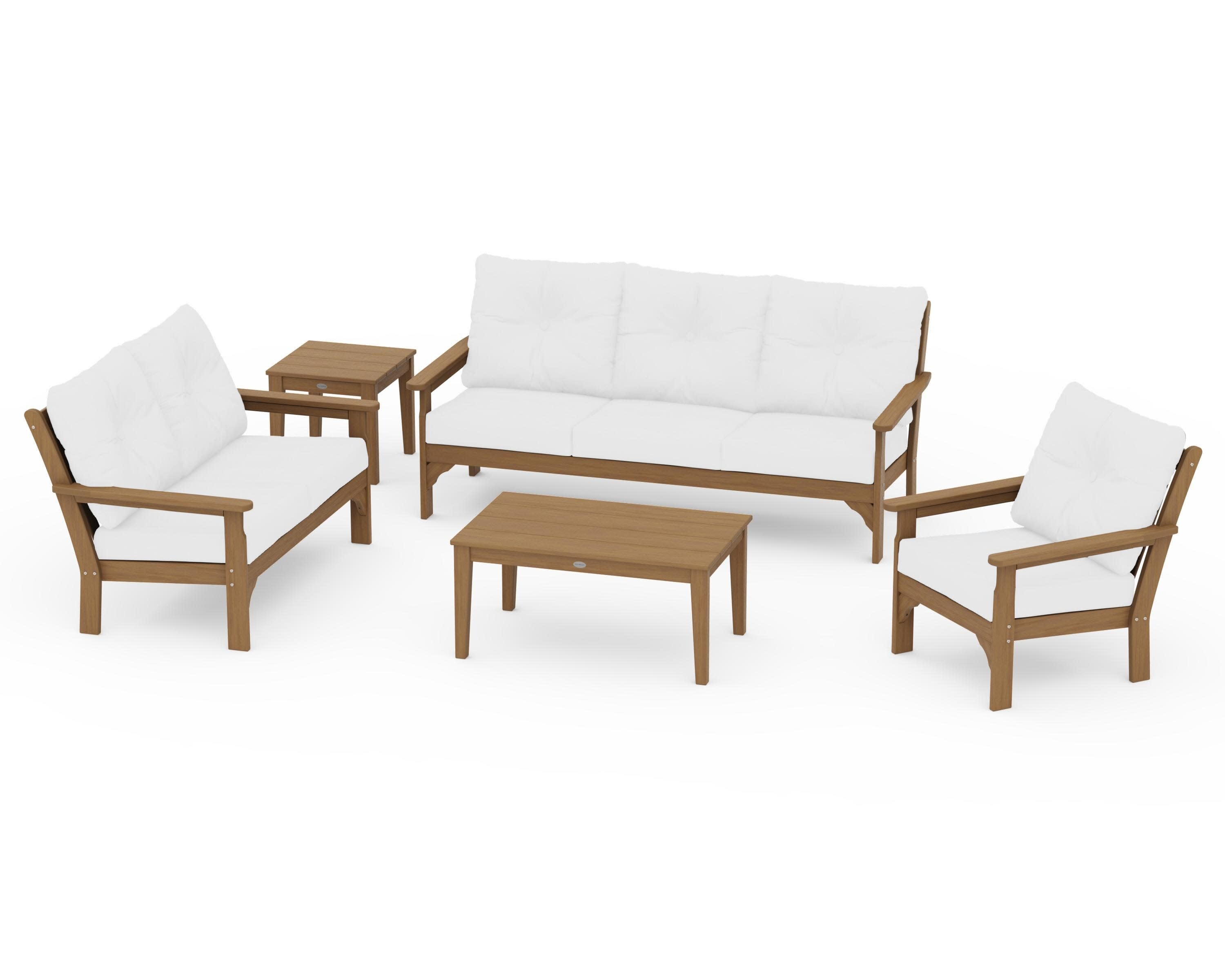 Vineyard 5 Piece Deep Seating Set in Natural / Natural