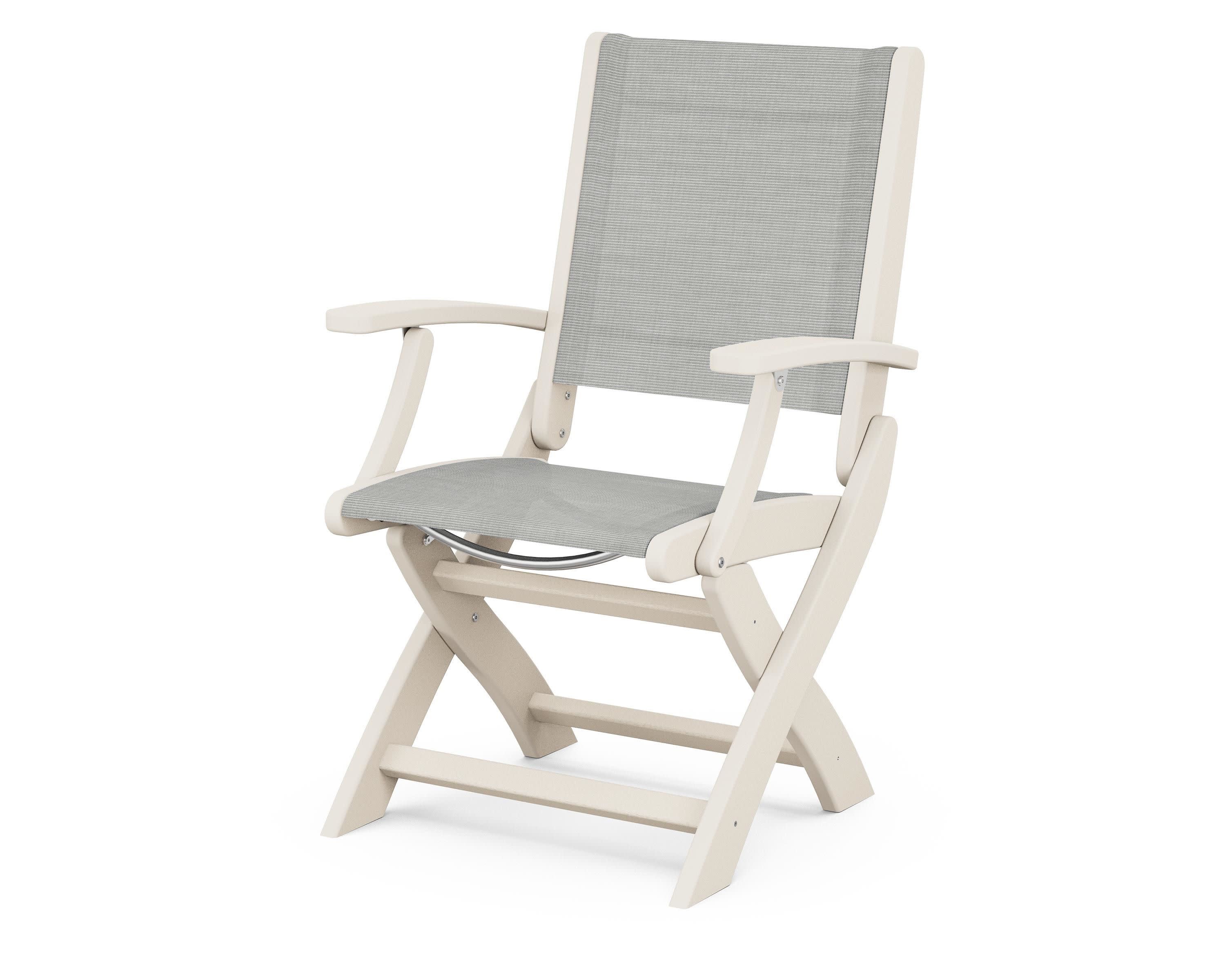 Coastal Folding Chair in Sand / Metallic Sling