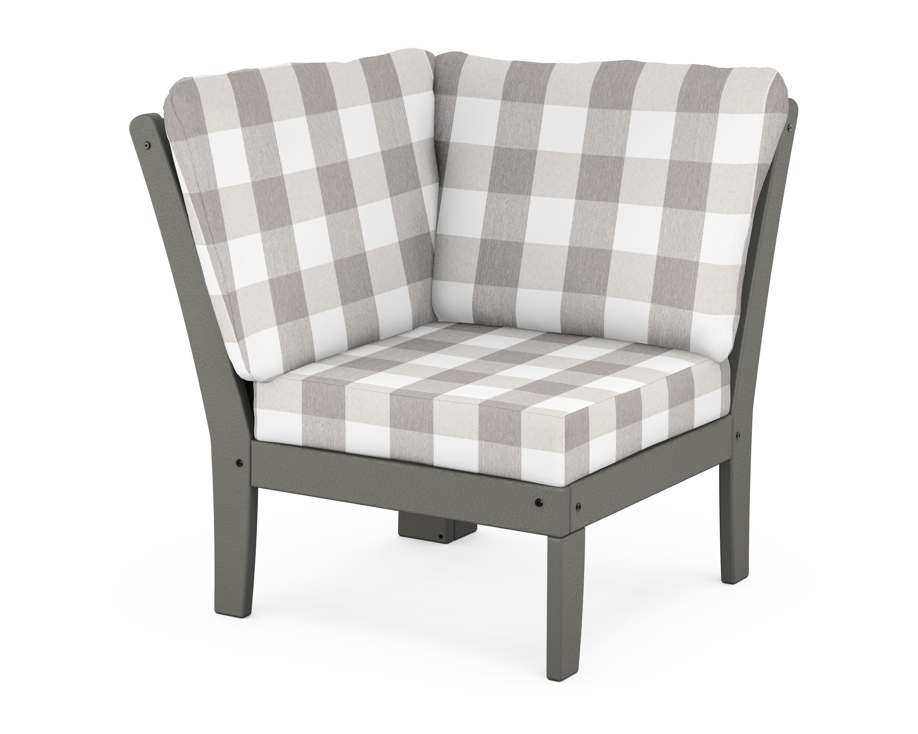 Braxton Modular Corner Chair in Slate Grey / Buffalo Plaid Grey Mist