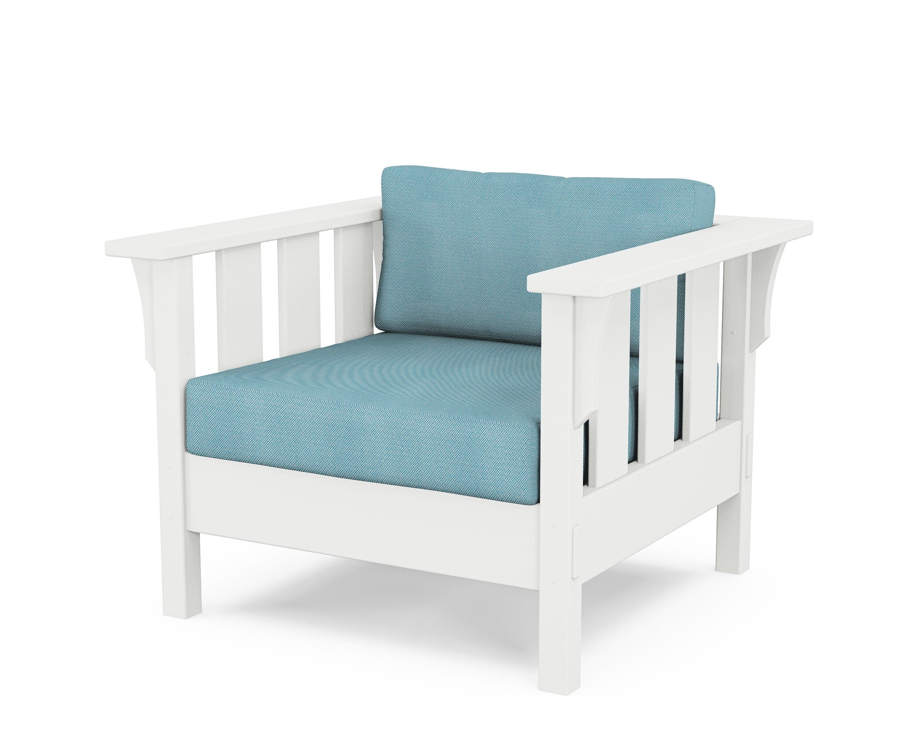 Acadia Deep Seating Chair in White / Lattice Sky Blue