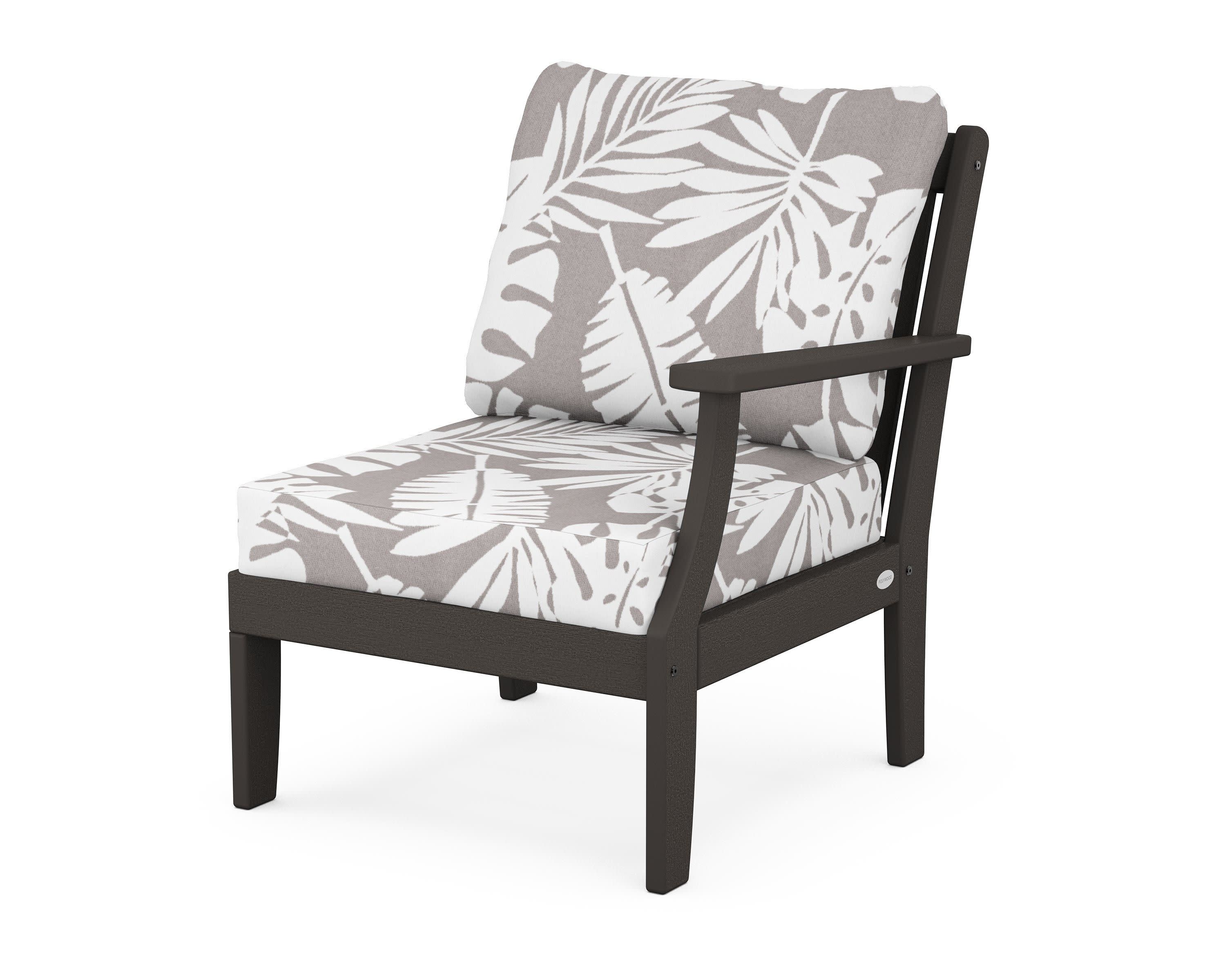 Braxton Modular Right Arm Chair in Vintage Coffee / Leaf Grey Mist