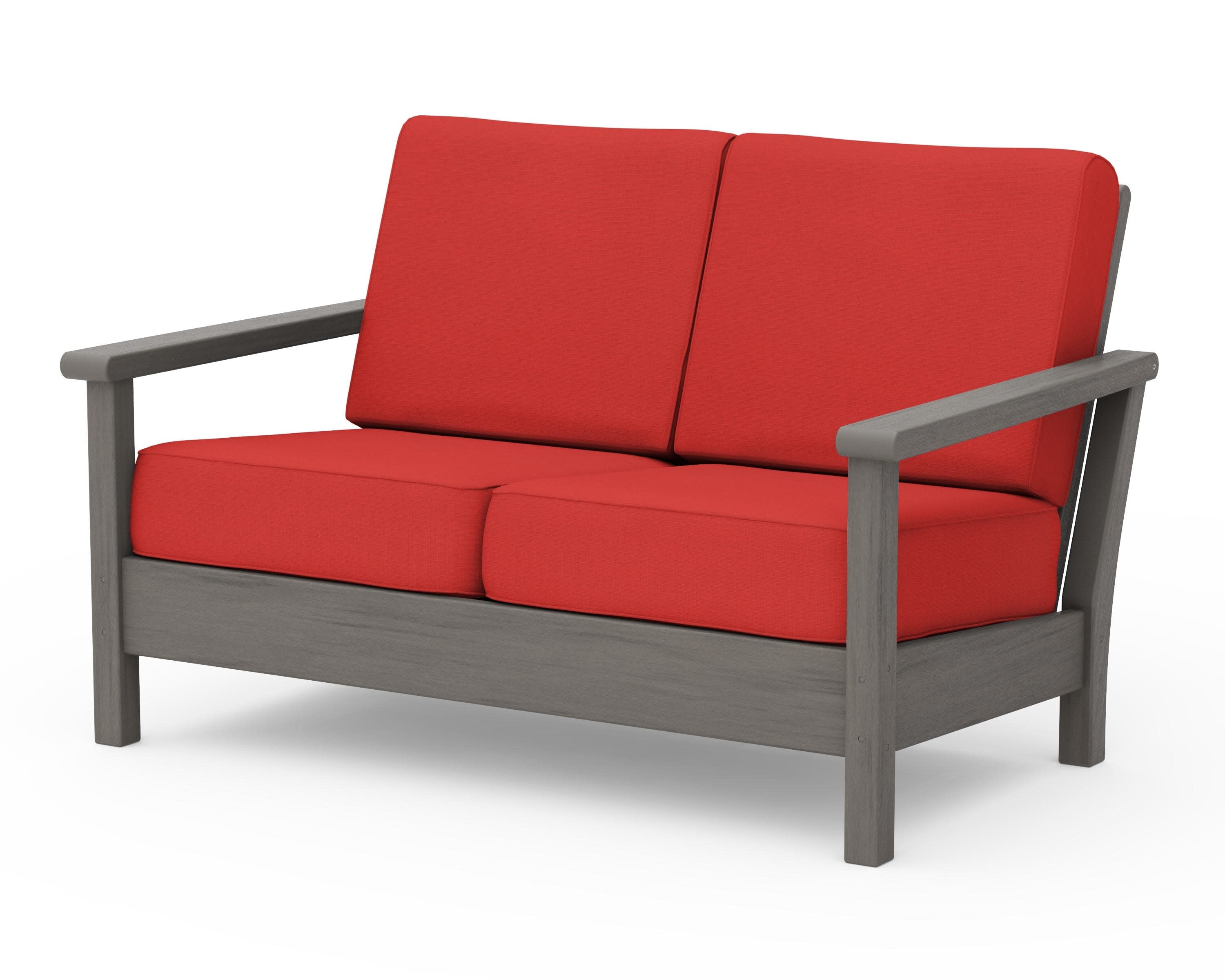 Harbour Deep Seating Loveseat in Driftwood / Crimson Linen
