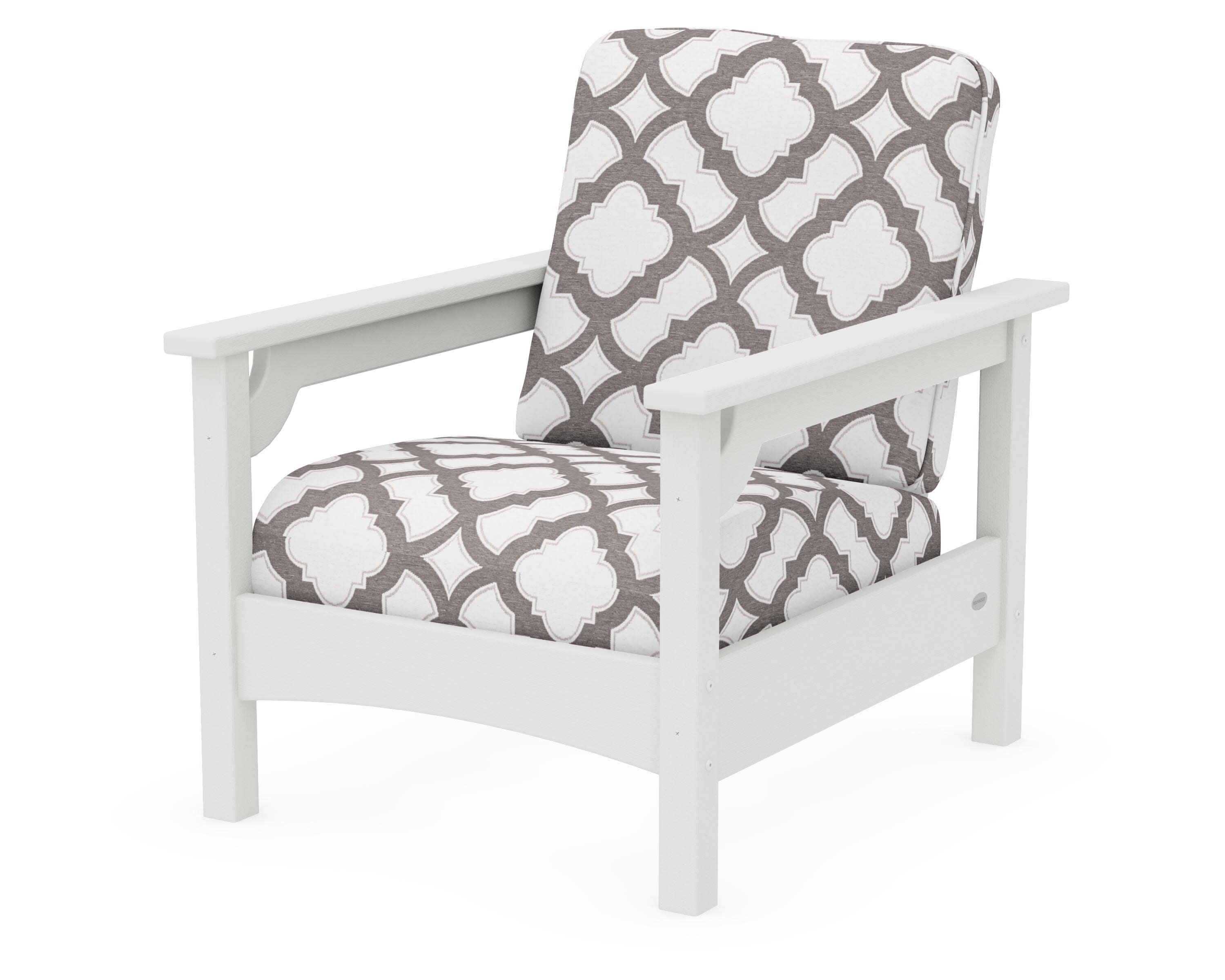 Club Chair in Vintage White / Trellis Grey Mist