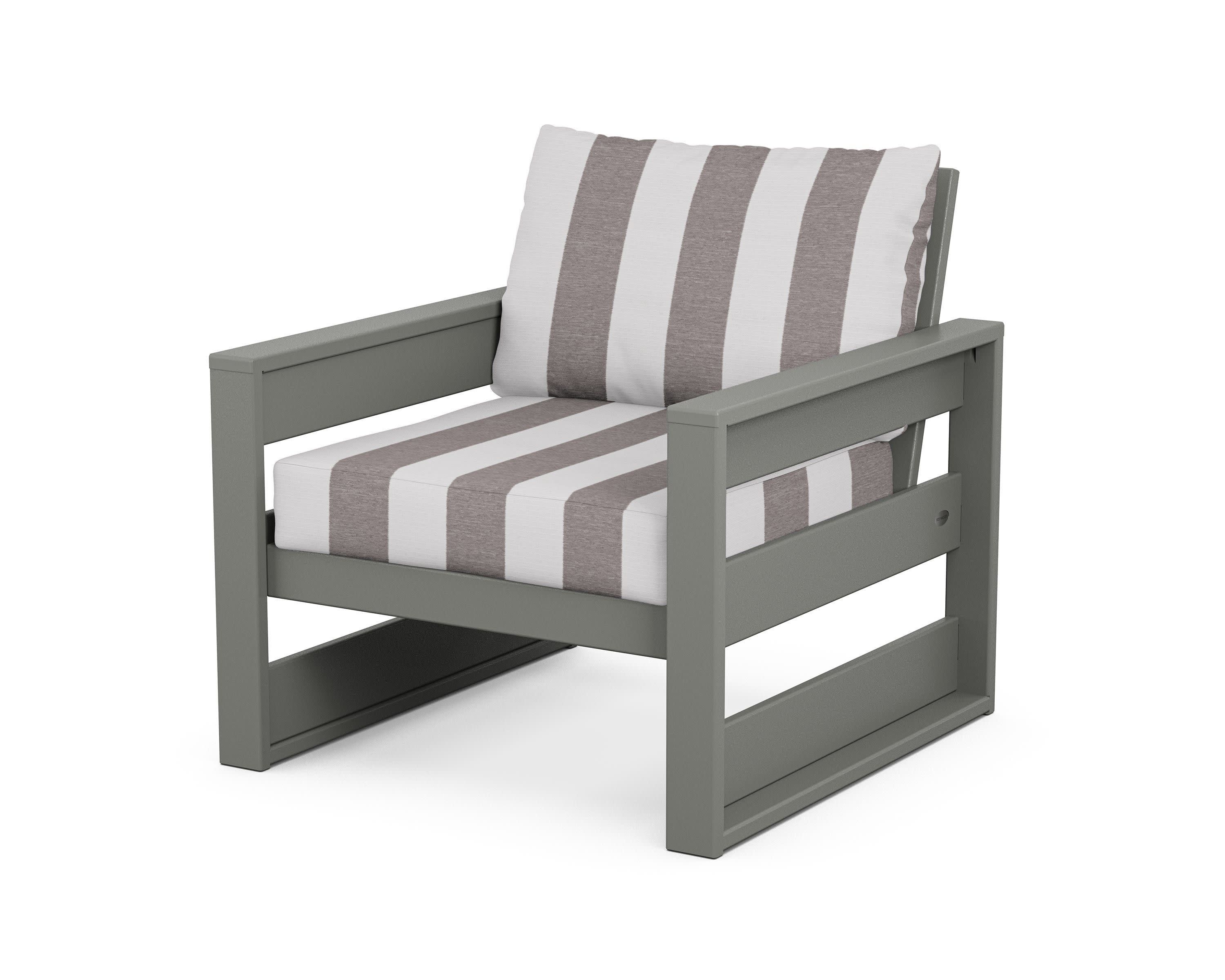Westport Club Chair in Slate Grey / Cabana Stripe Grey Mist
