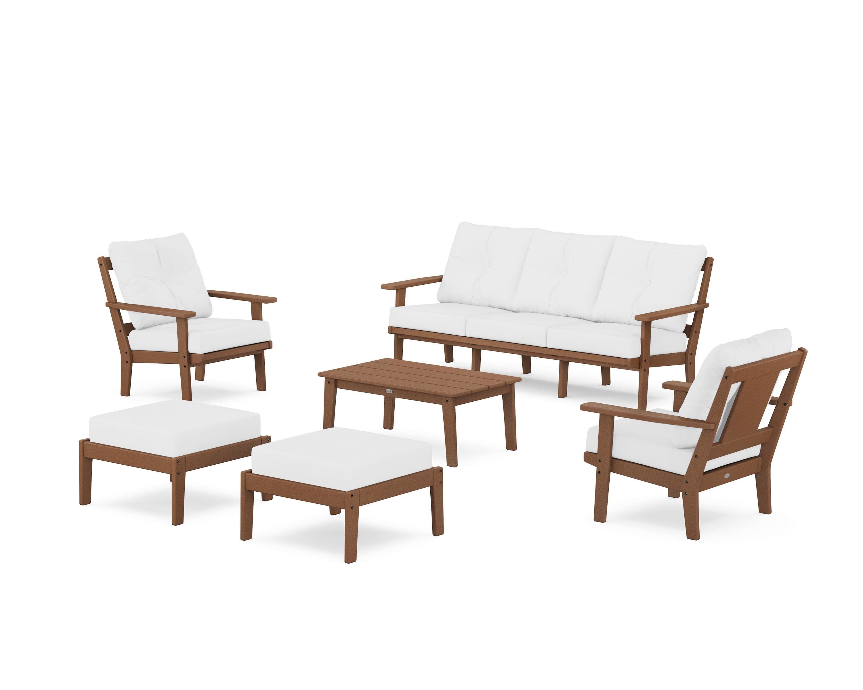 Prairie 6-Piece Lounge Sofa Set in Teak / Natural