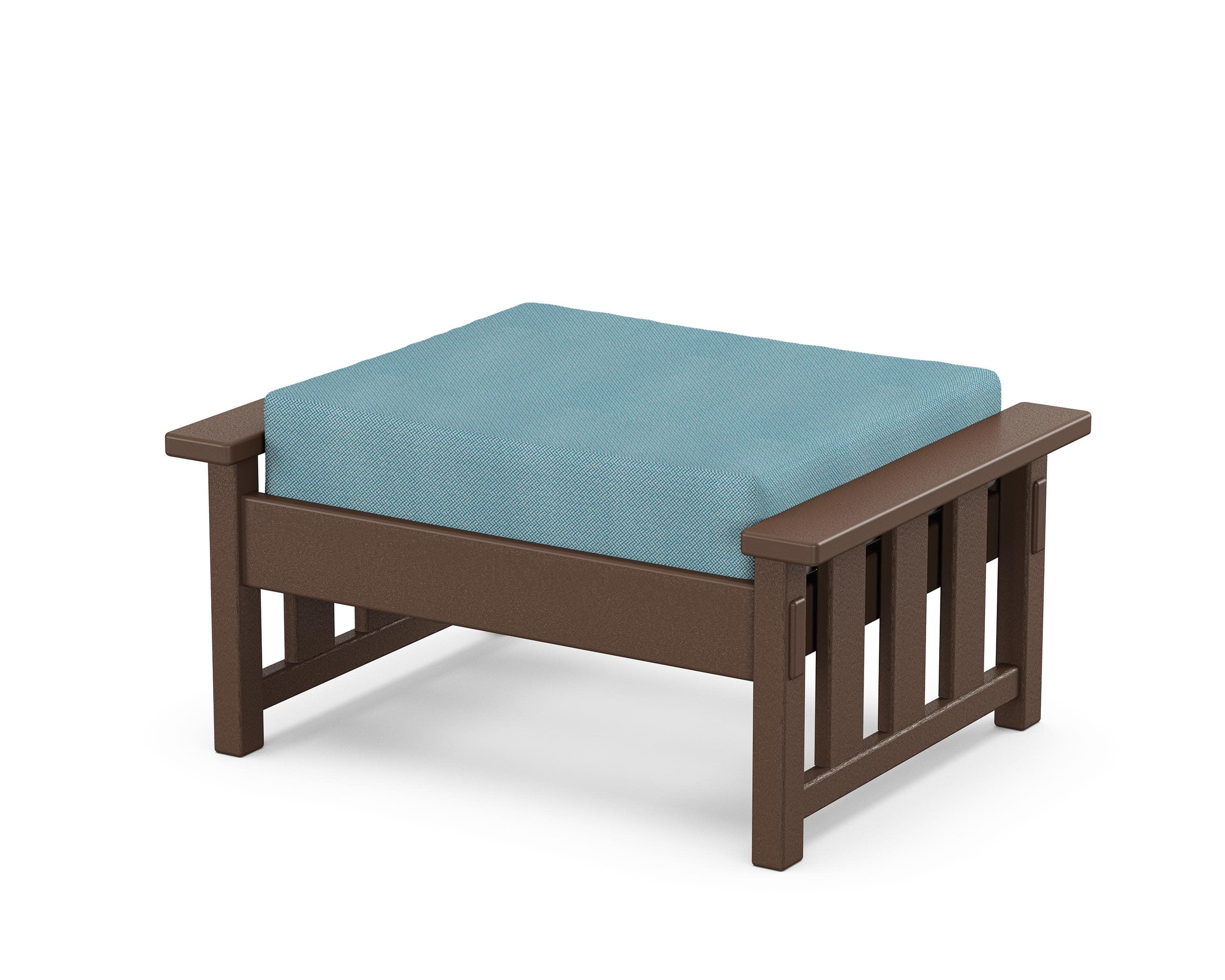 Acadia Deep Seating Ottoman in Mahogany / Lattice Sky Blue