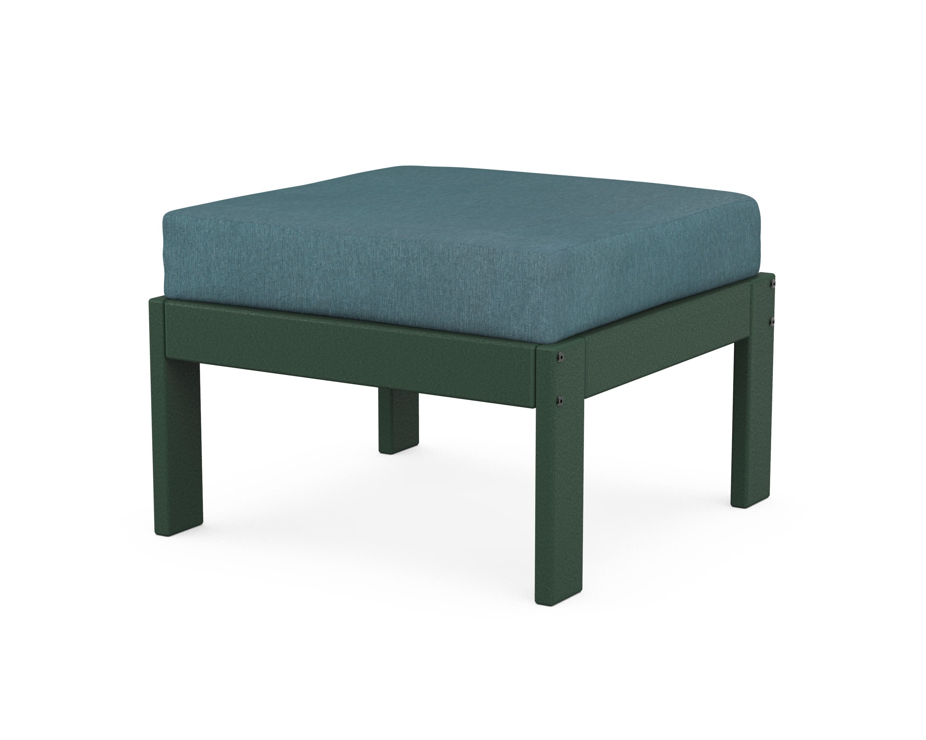 Vineyard Modular Ottoman in Green / Ocean Teal