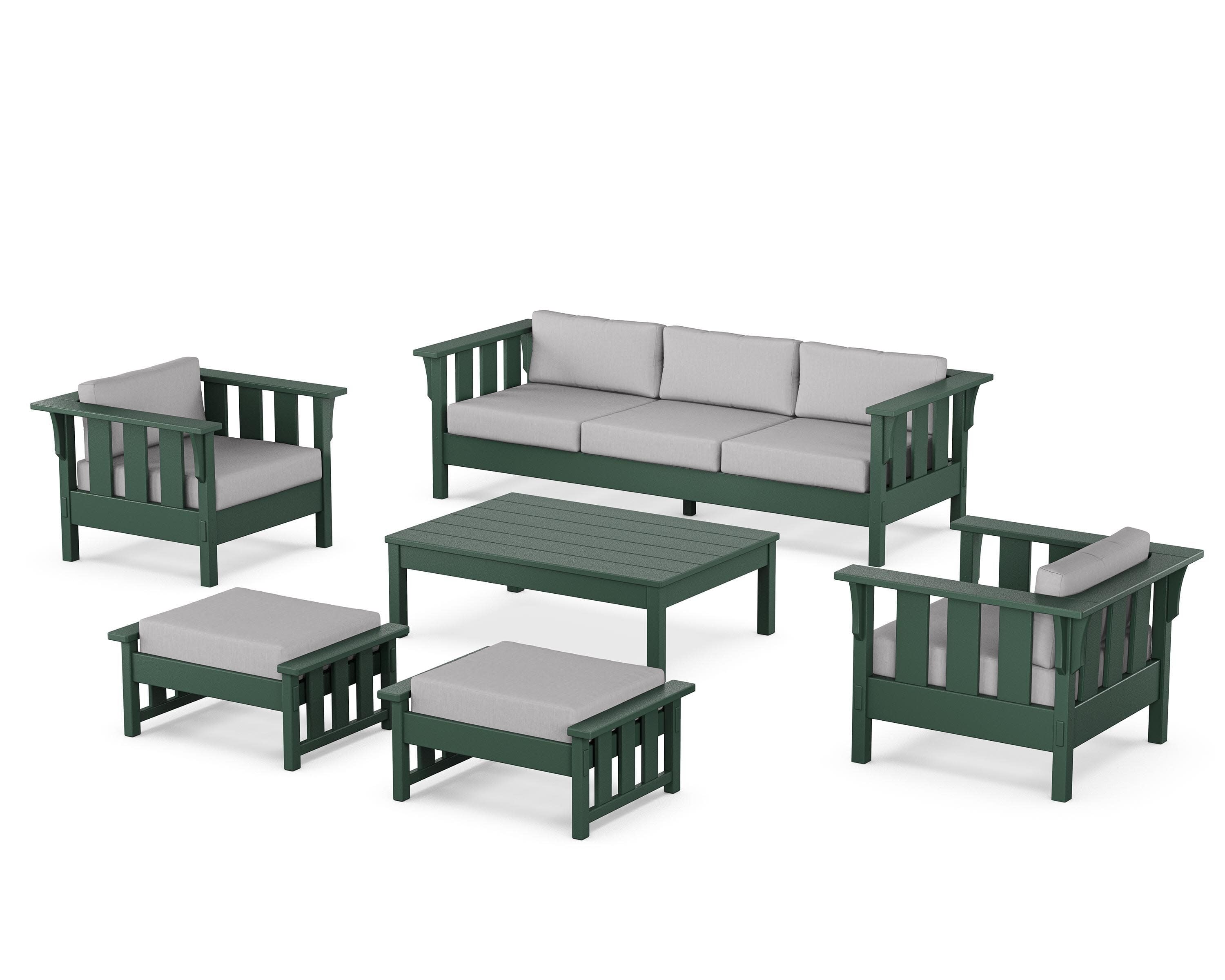 Acadia 6-Piece Lounge Sofa Set in Green / Granite