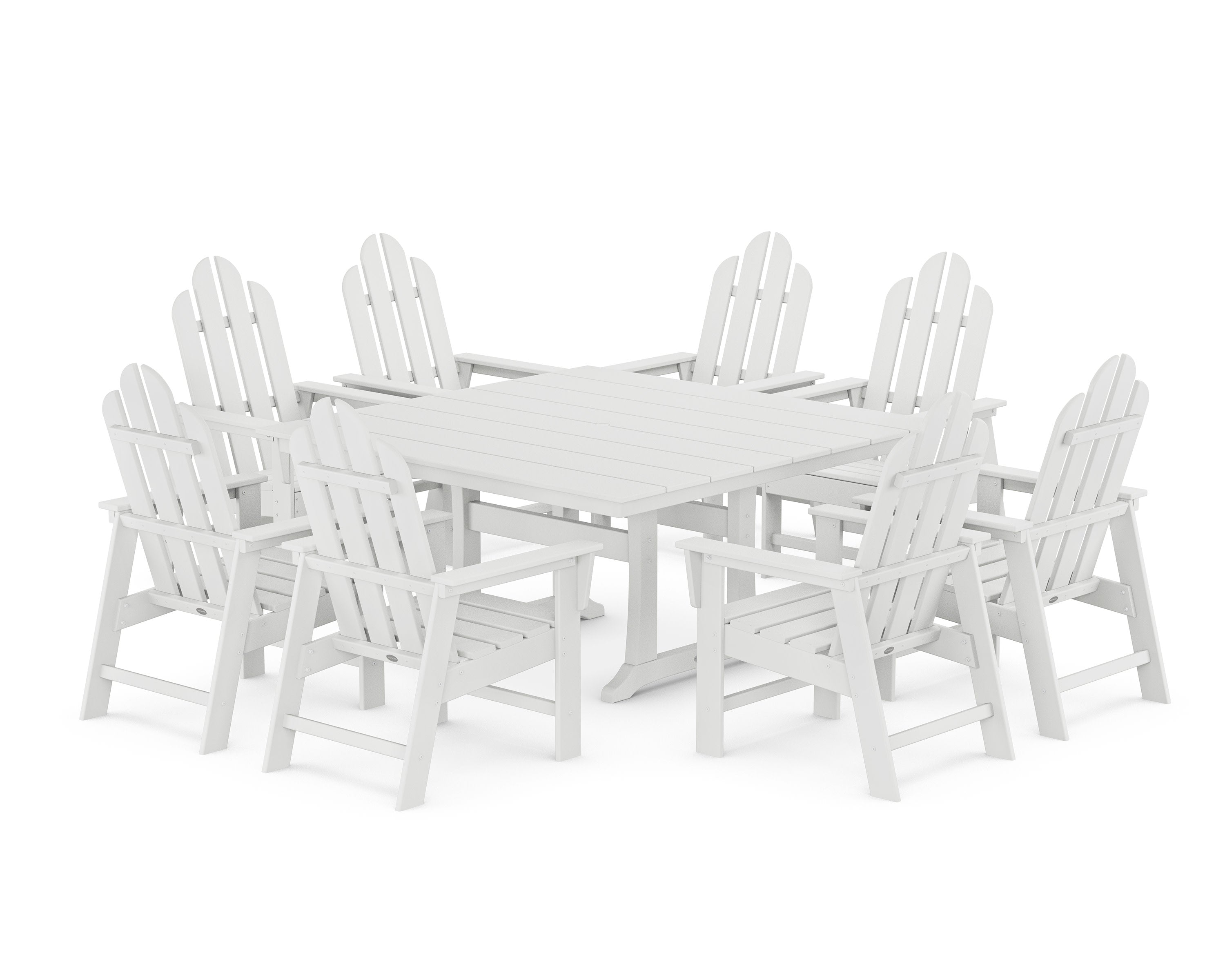 Long Island 9-Piece Square Farmhouse Dining Set with Trestle Legs in White