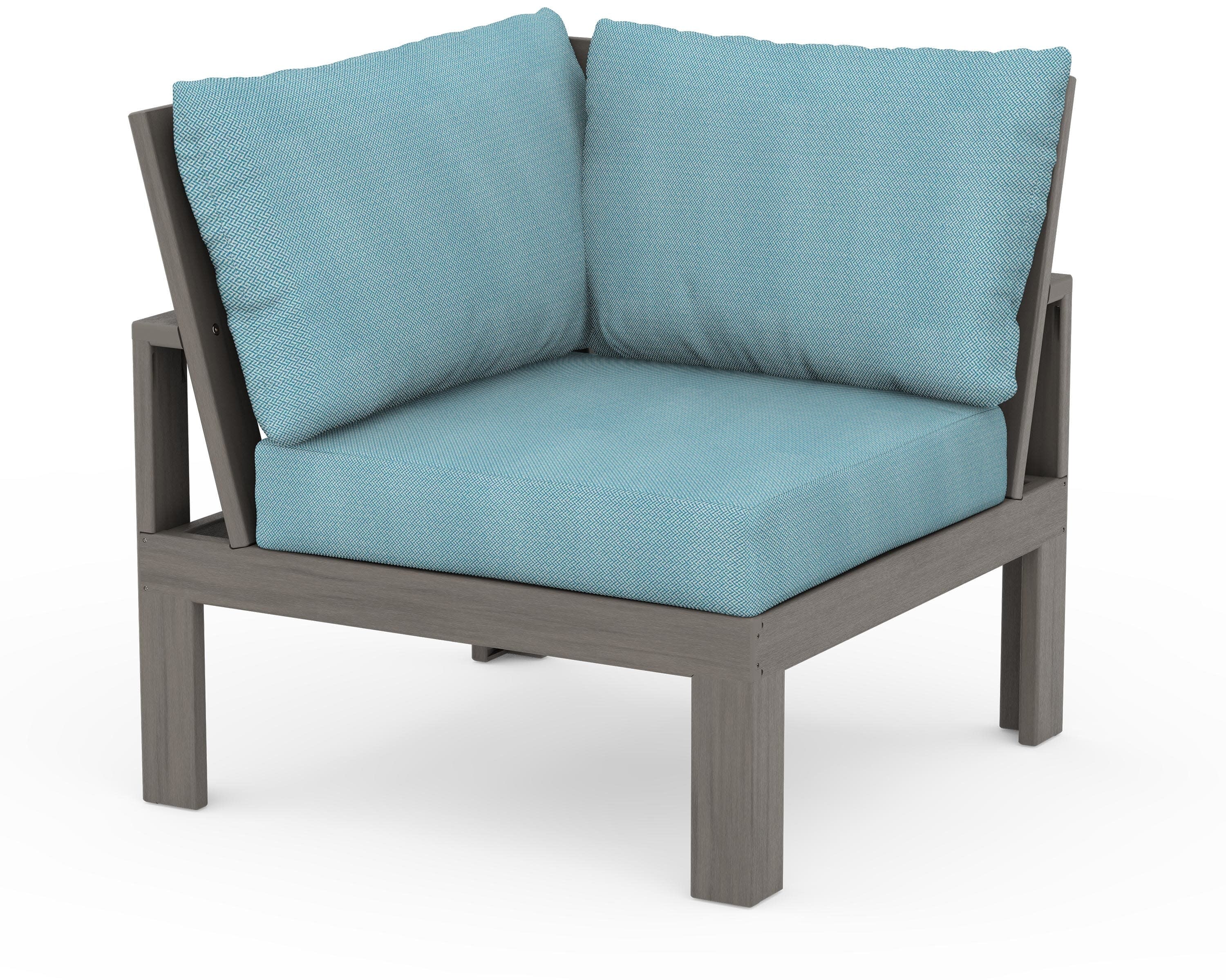 Modular Corner Chair in Driftwood / Lattice Sky Blue