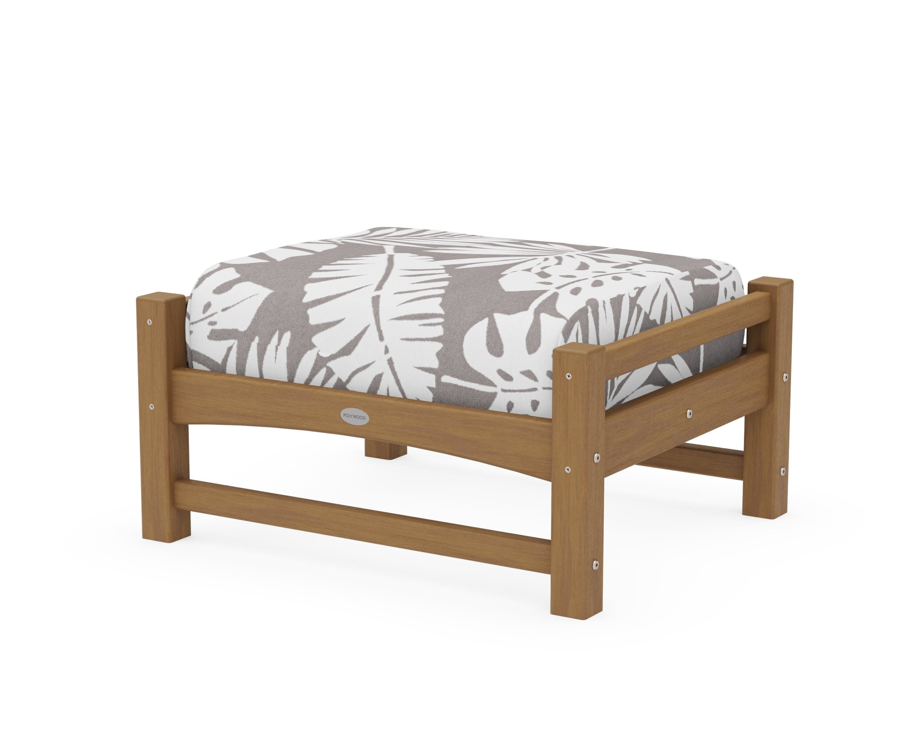 Club Ottoman in Natural / Leaf Grey Mist