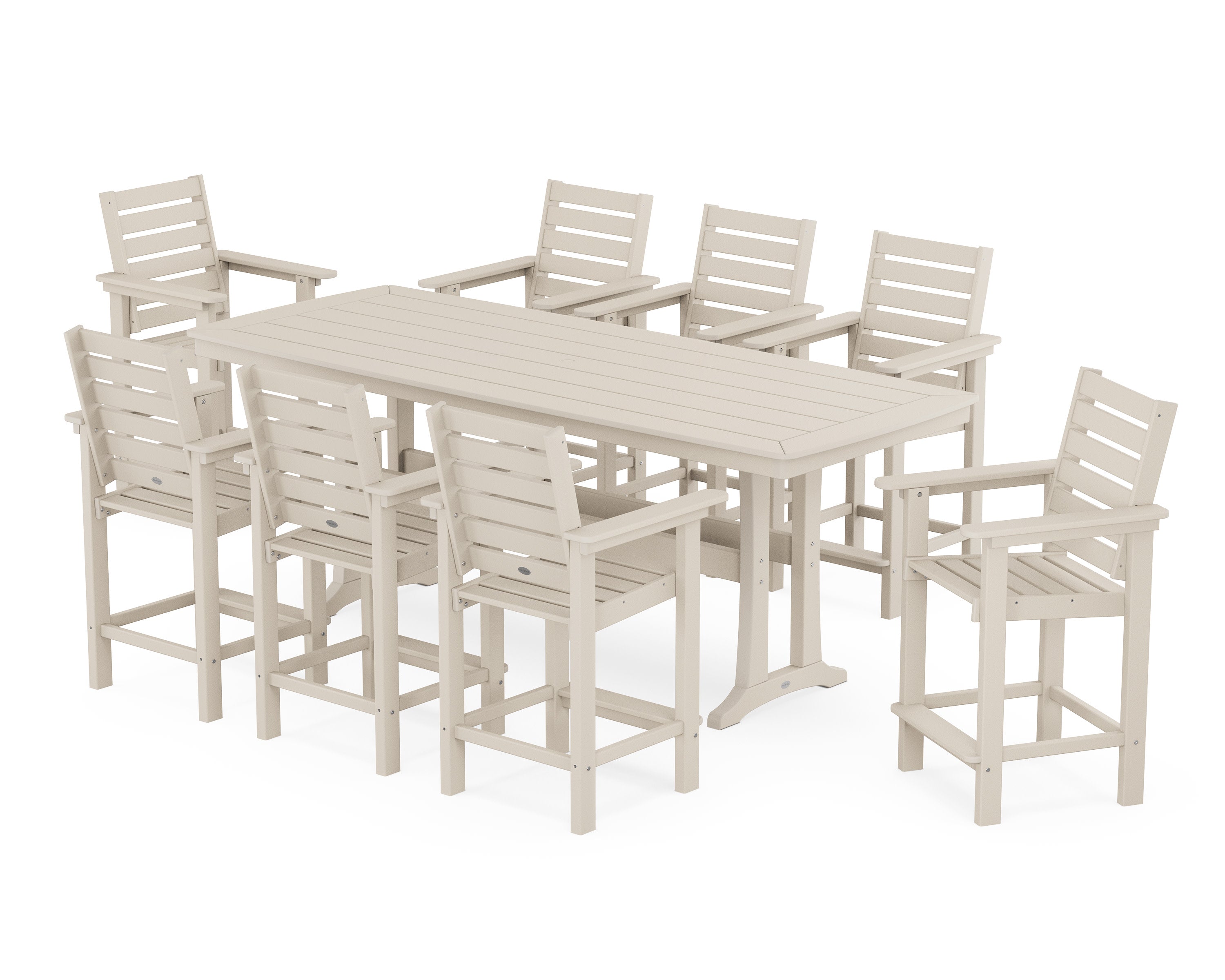 Captain 9-Piece Counter Set with Trestle Legs in Sand