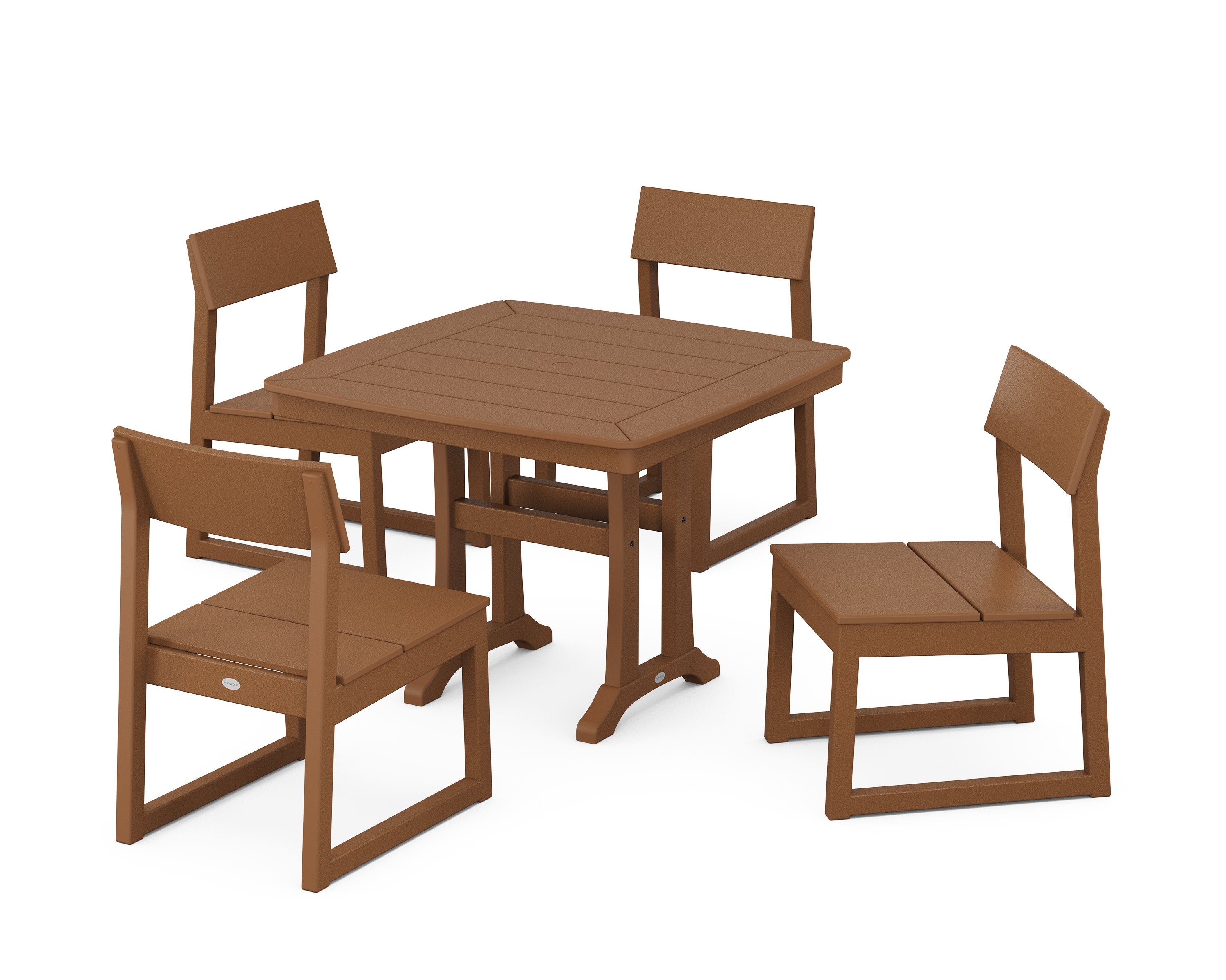 EDGE Side Chair 5-Piece Dining Set with Trestle Legs in Teak