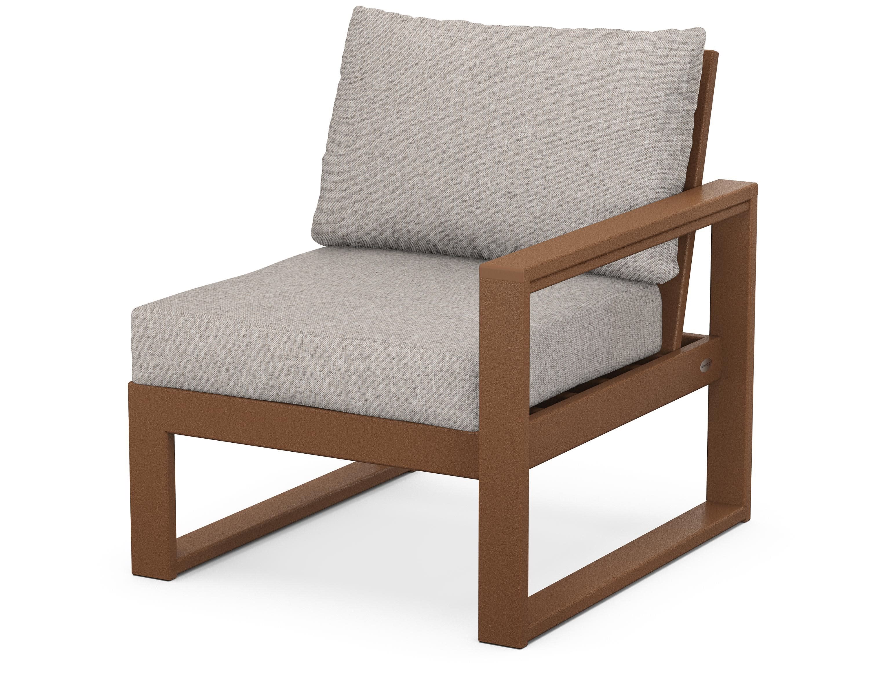 EDGE Modular Right Arm Chair in Teak / Weathered Tweed