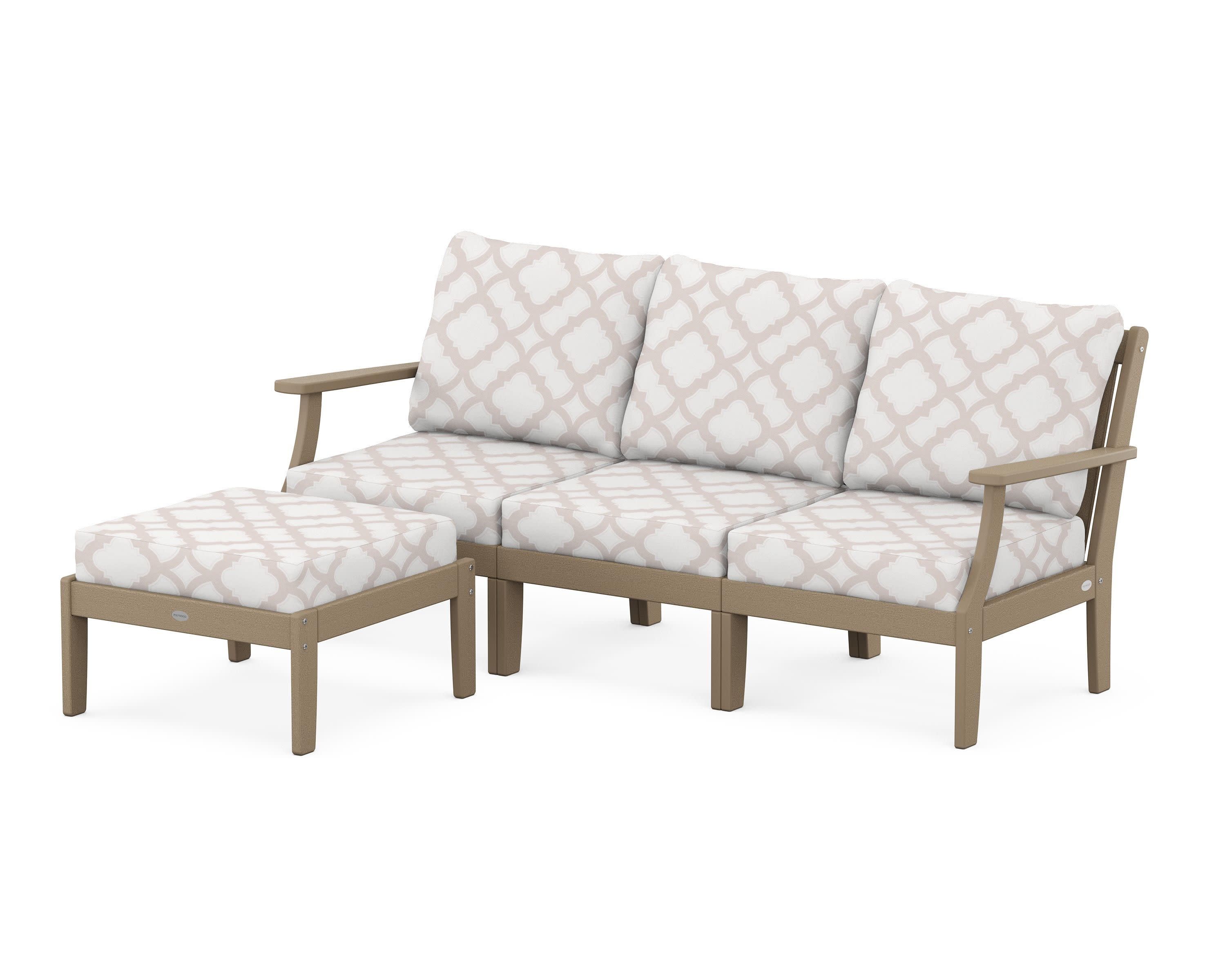Braxton Modular 4-Piece Deep Seating Set with Ottoman in Vintage Sahara / Trellis Dune Burlap