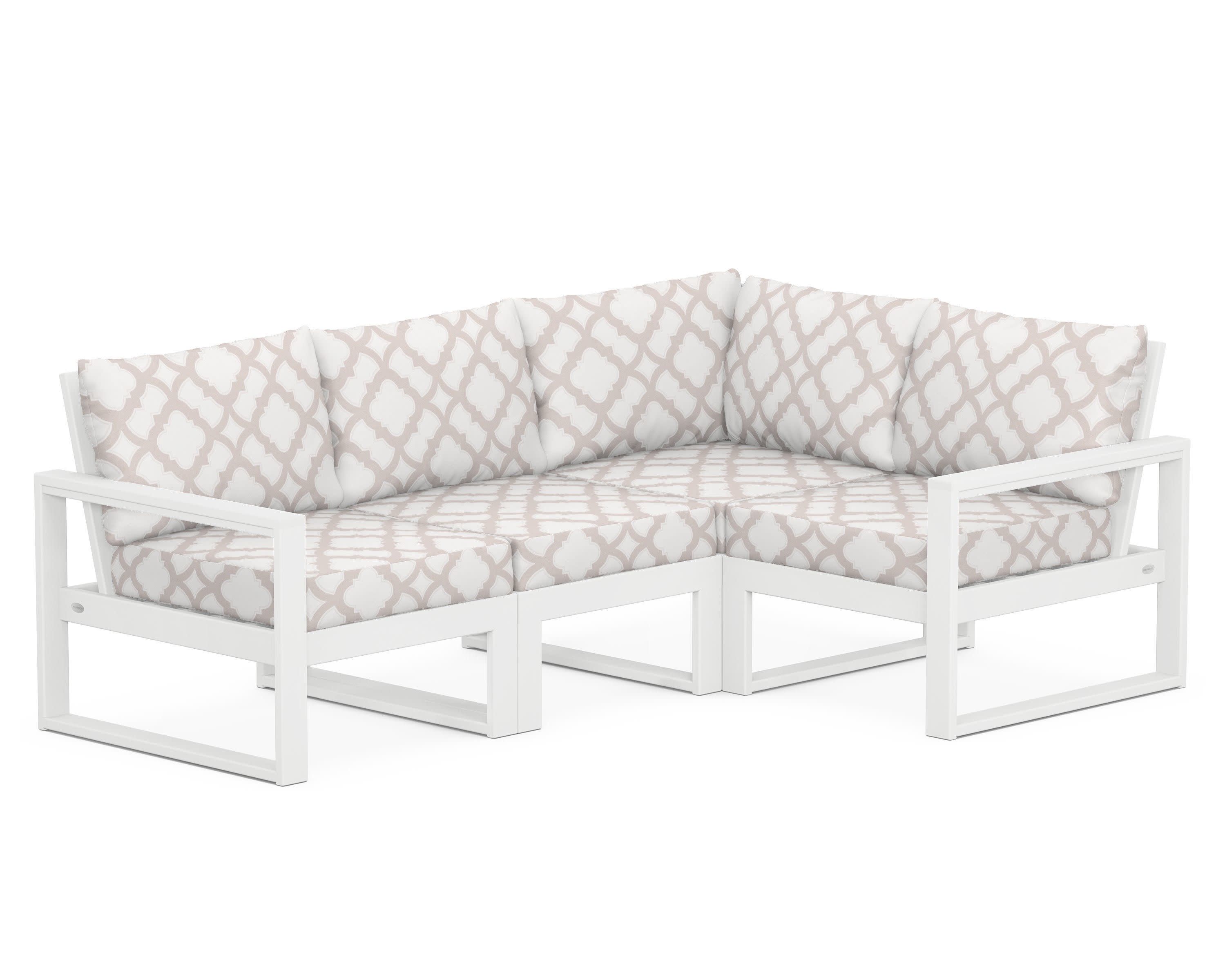 EDGE 4-Piece Modular Deep Seating Set in White / Trellis Dune Burlap