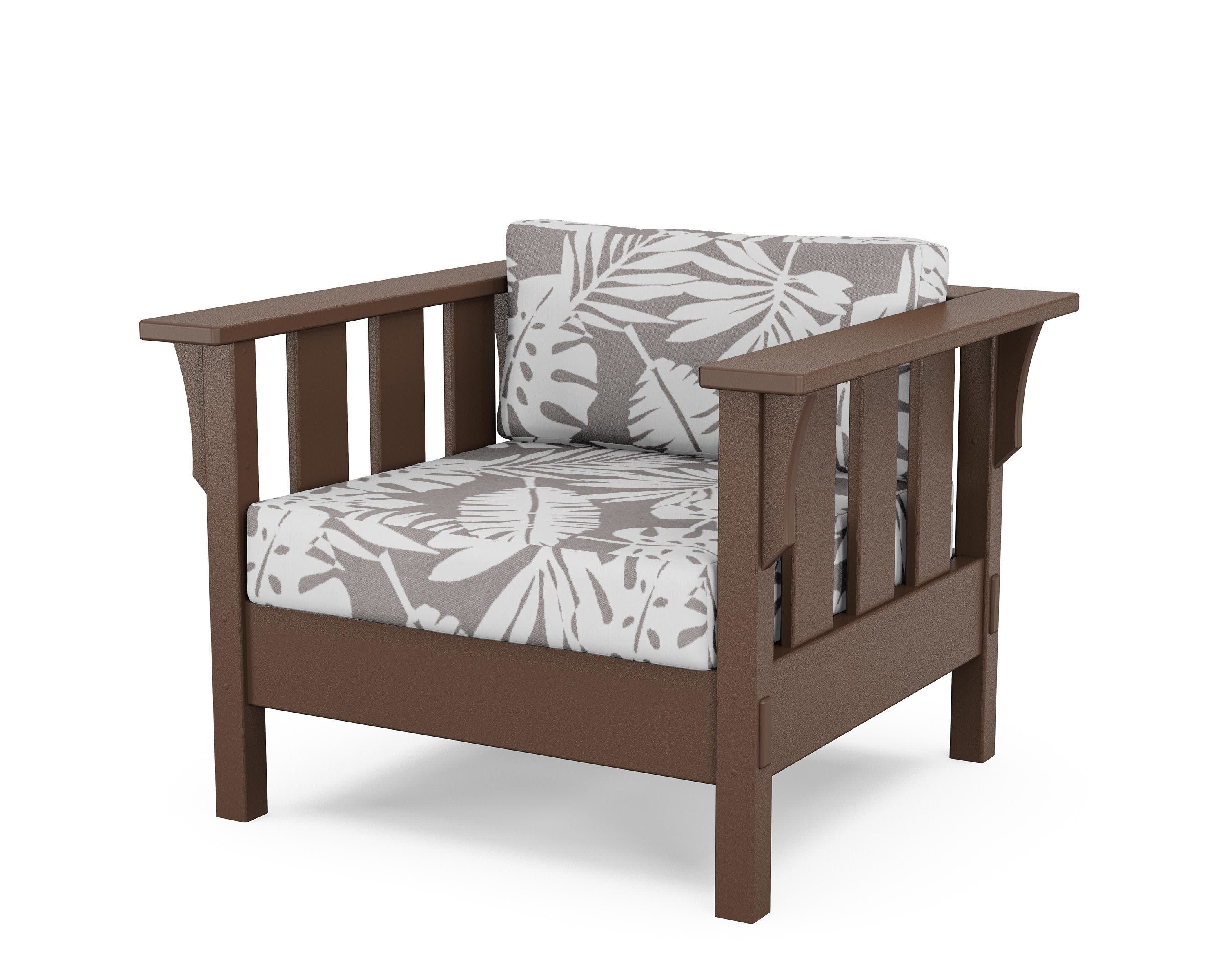 Acadia Deep Seating Chair in Mahogany / Leaf Grey Mist