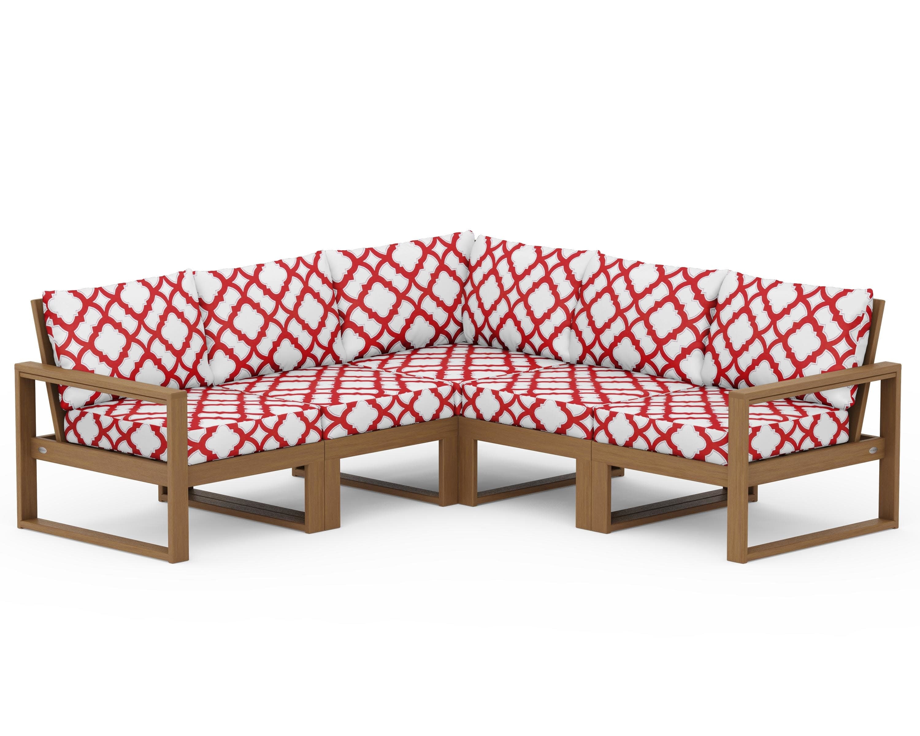 EDGE 5-Piece Modular Deep Seating Set in Natural / Trellis Crimson