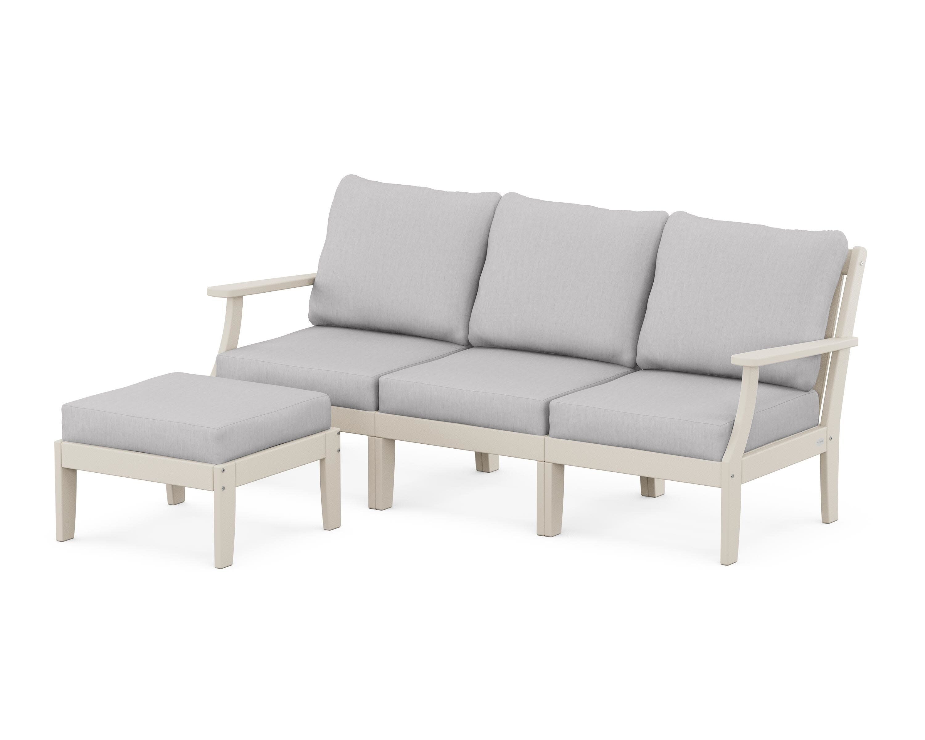 Braxton Modular 4-Piece Deep Seating Set with Ottoman in Sand / Granite