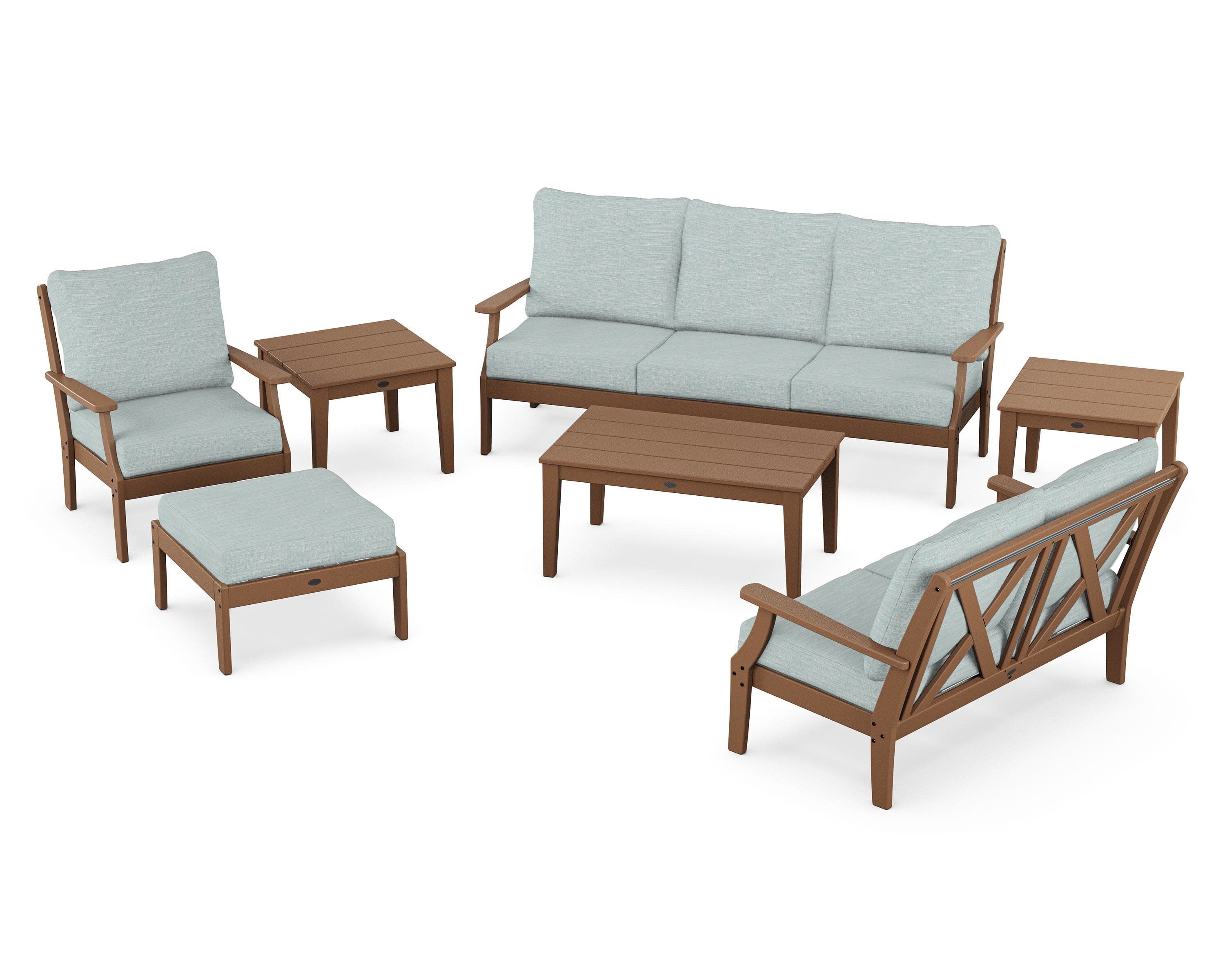 Braxton 7-Piece Deep Seating Set in Teak / Soothe Mist