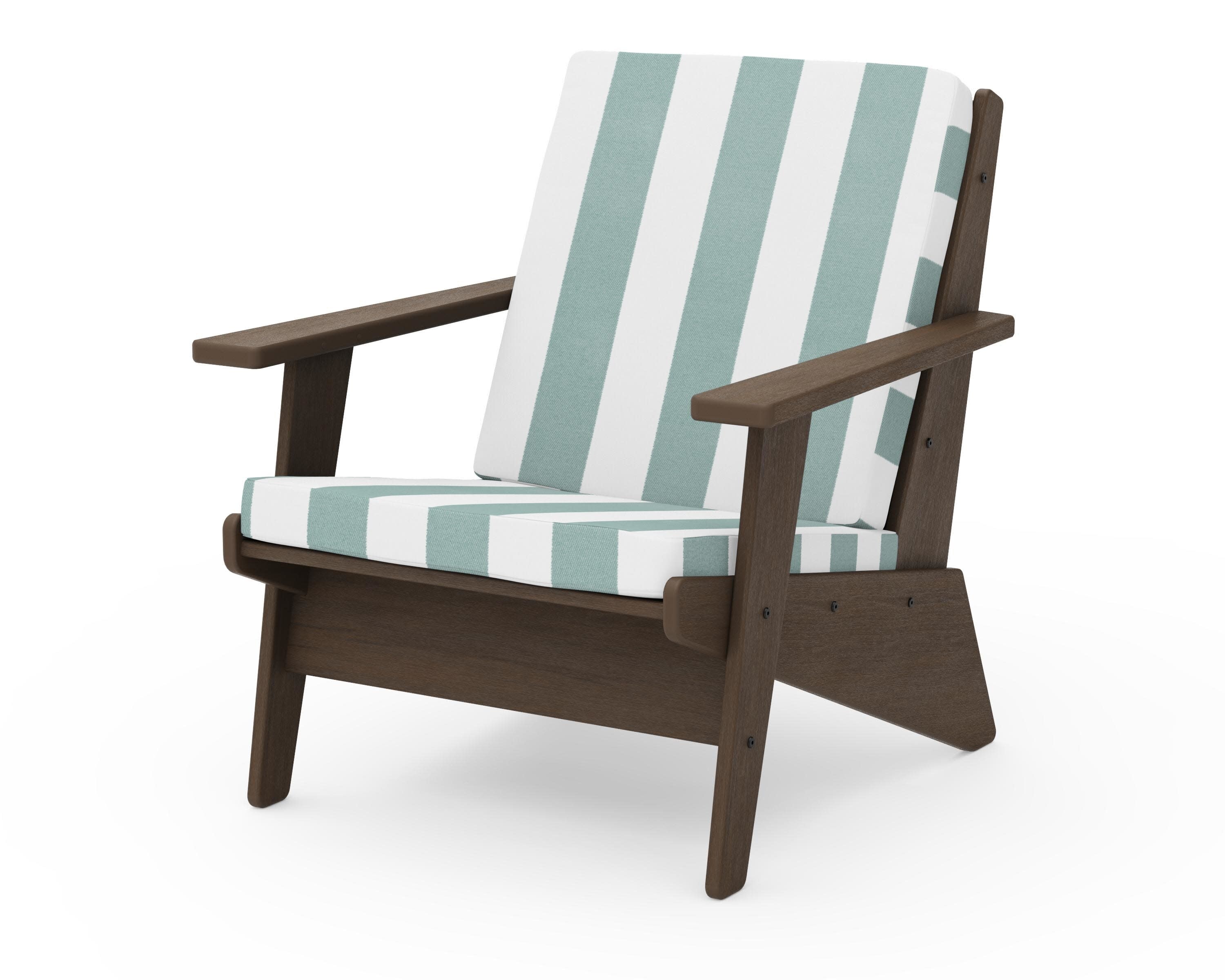 Riviera Modern Lounge Chair in Kona / Cabana Stripe Glacier Spa