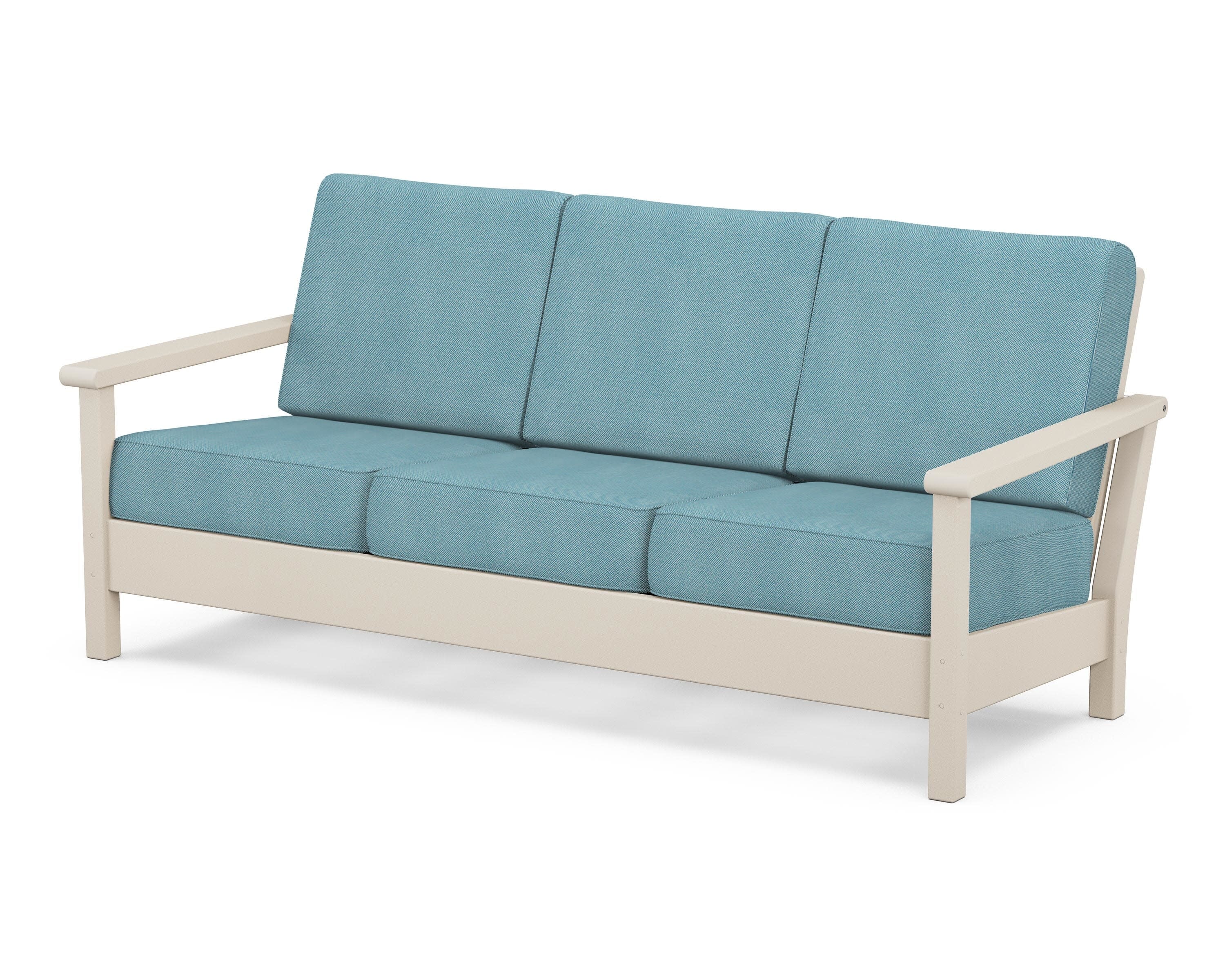 Harbour Deep Seating Sofa in Sand / Lattice Sky Blue