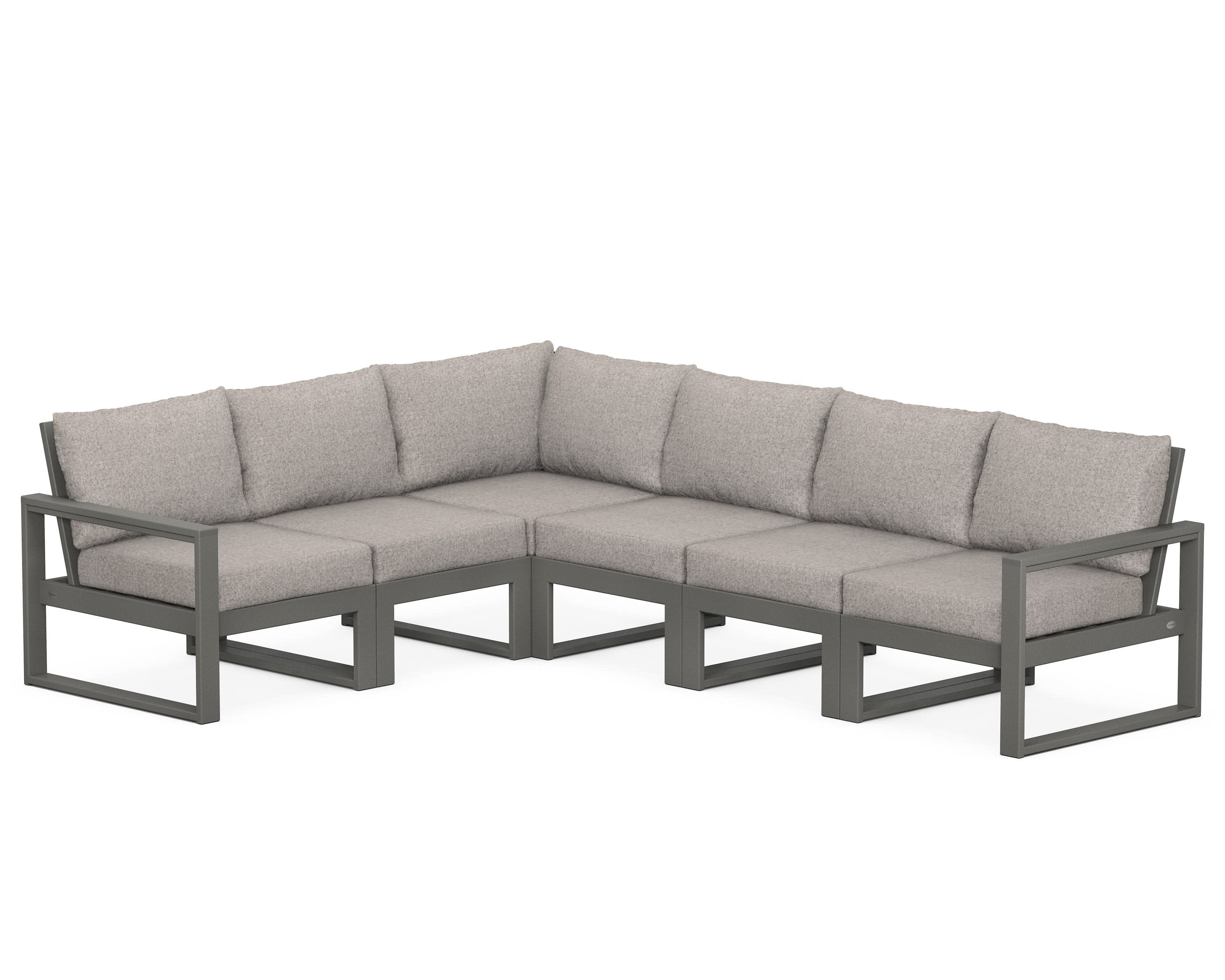 EDGE 6-Piece Modular Deep Seating Set in Slate Grey / Weathered Tweed