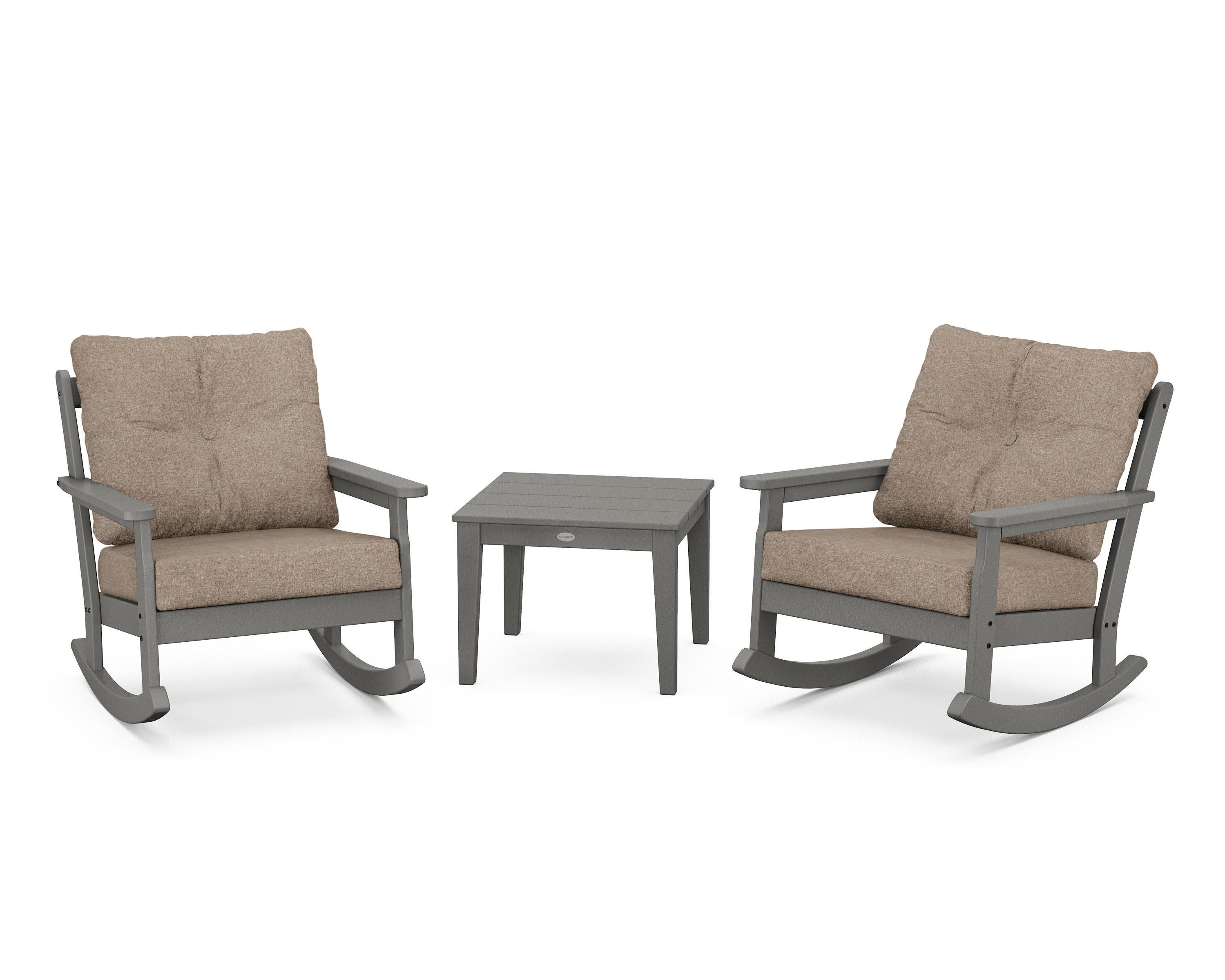 Vineyard 3-Piece Deep Seating Rocker Set in Slate Grey / Spiced Burlap