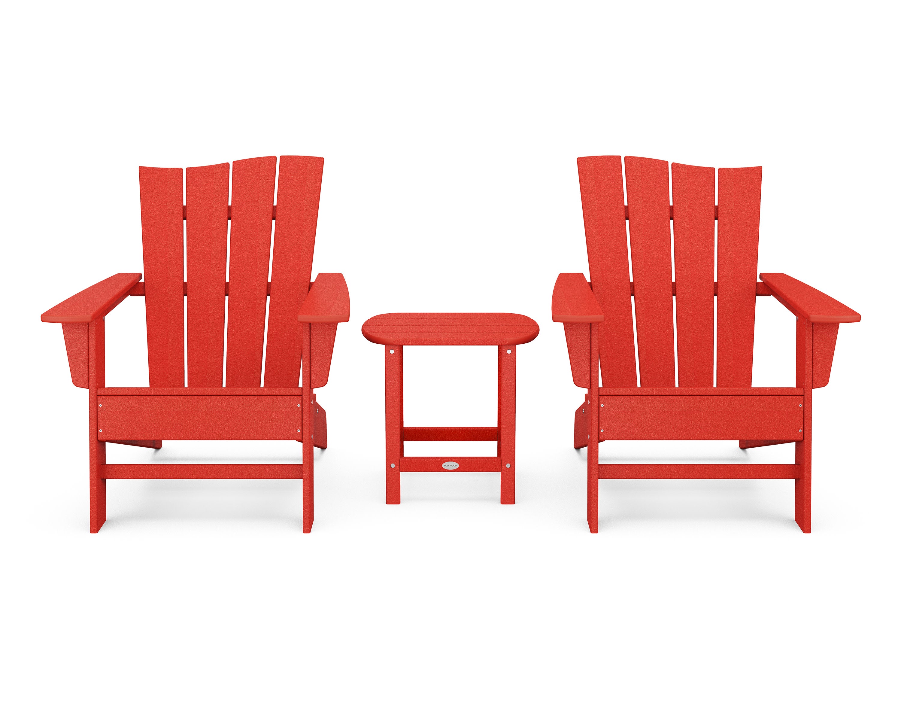 Wave 3-Piece Adirondack Chair Set in Sunset Red