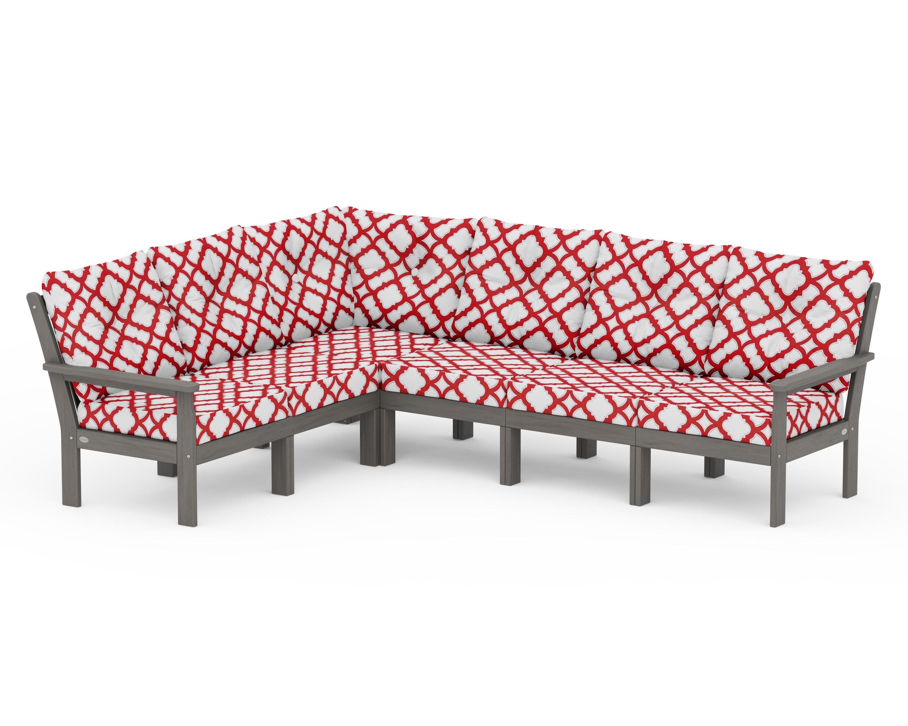 Vineyard 6-Piece Sectional in Driftwood / Trellis Crimson